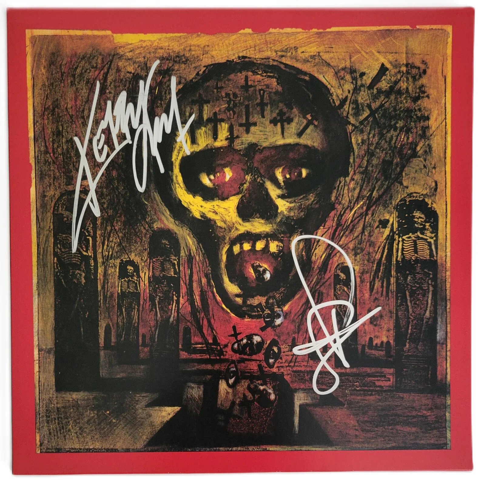 Slayer Signed Seasons in the Abyss Album COA Proof Autographed Vinyl Record, изображение 3