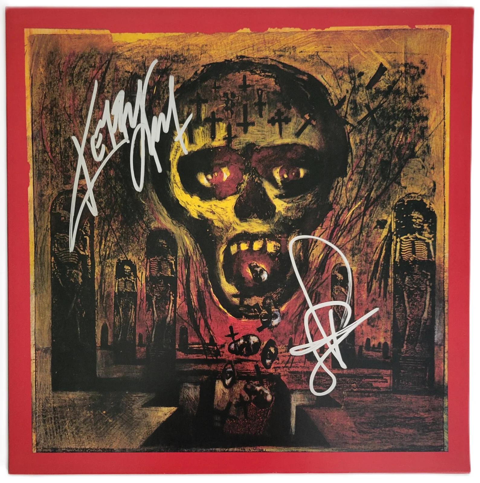 Slayer Signed Seasons in the Abyss Album COA Proof Autographed Vinyl Record, изображение 5