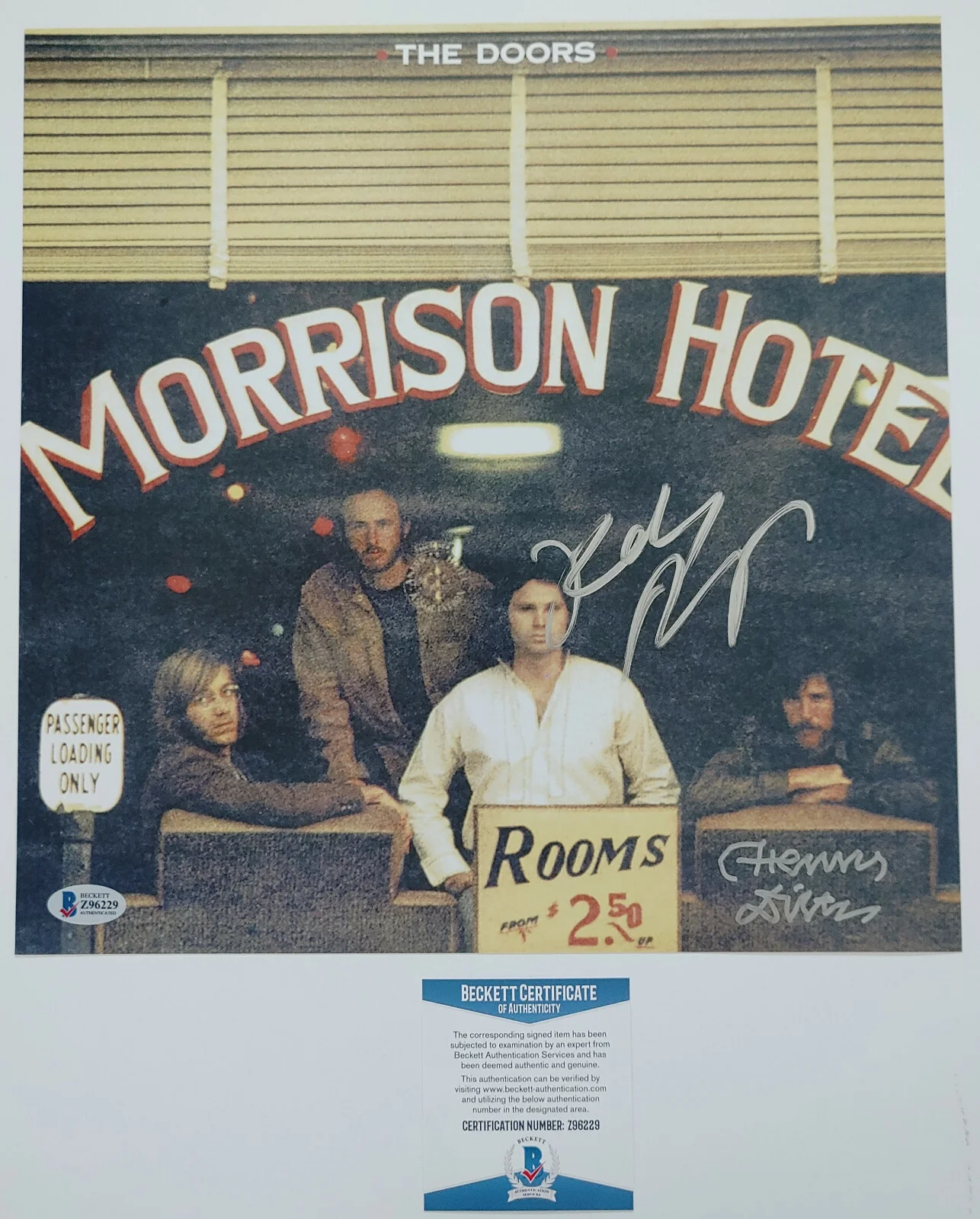 Robby Krieger Henry Diltz signed Doors Morrison Hotel 12x12 photo proof Beckett, image 5