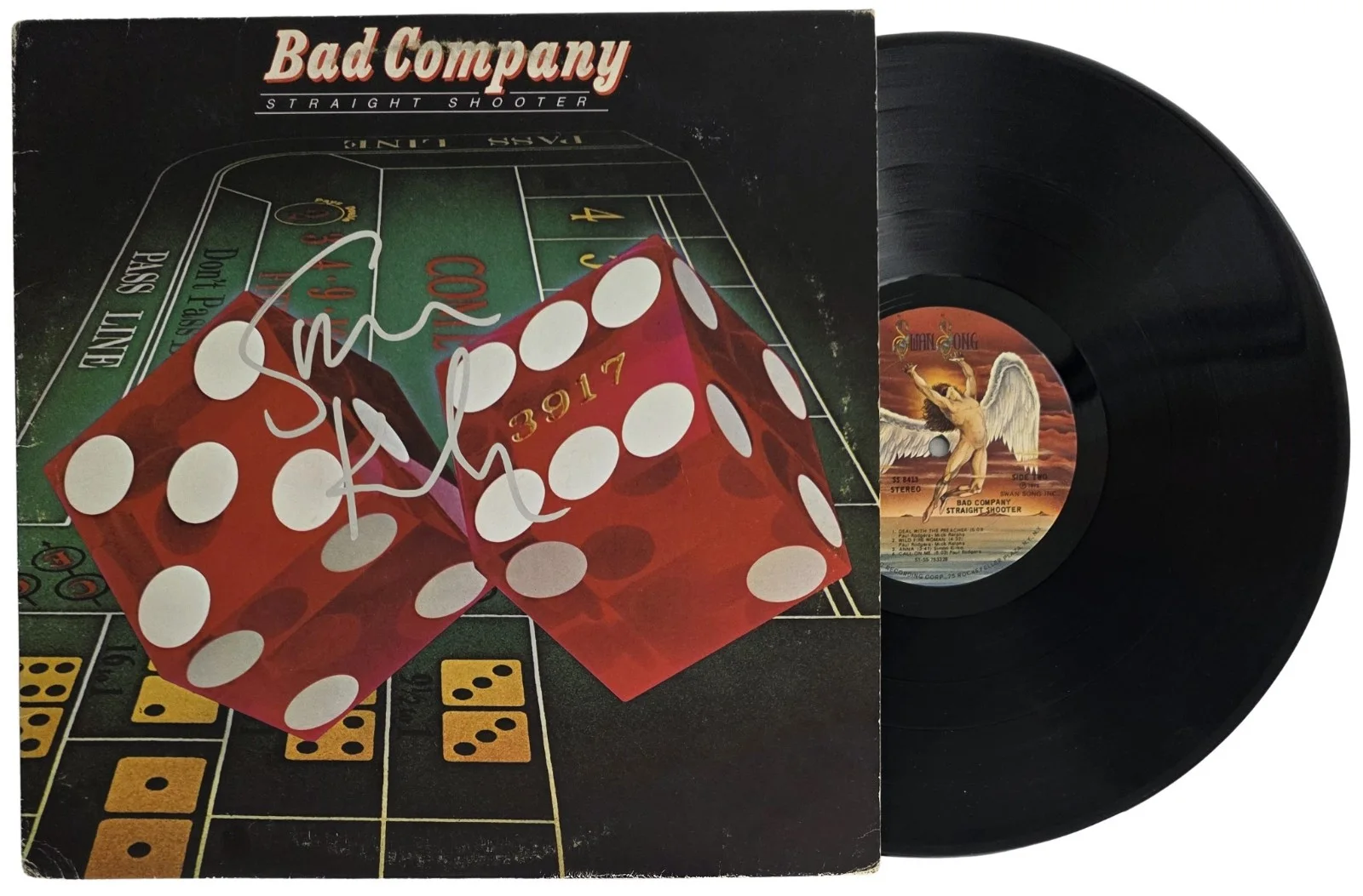 Simon Kirke Signed Bad Company Straight Shooter Album COA Proof Autograph Vinyl, изображение 2