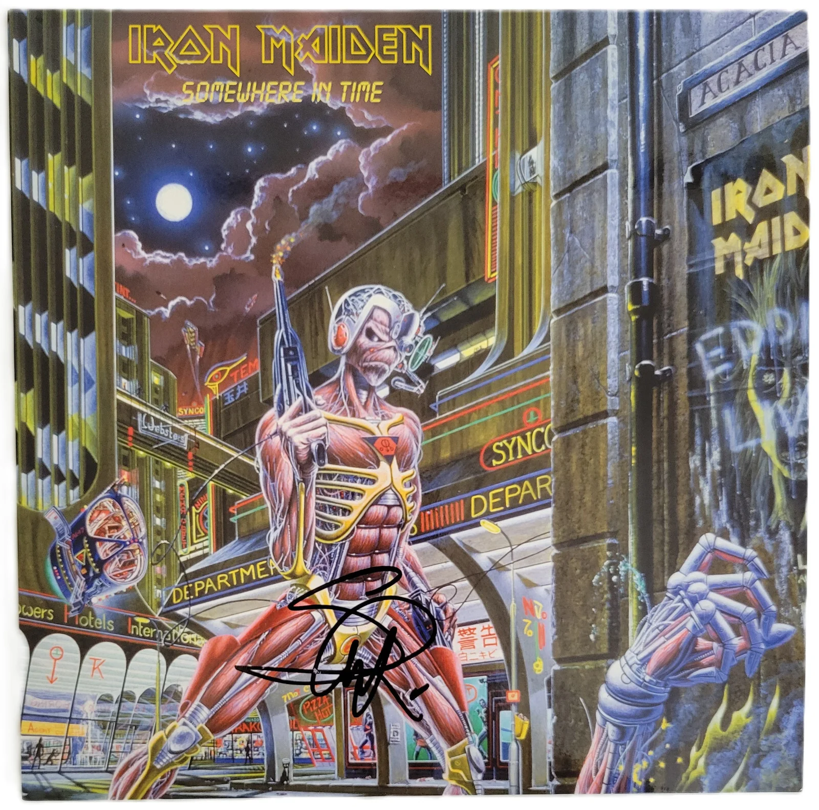 Steve Harris Signed Iron Maiden Somewhere in Time Album COA Proof Autographed, изображение 3