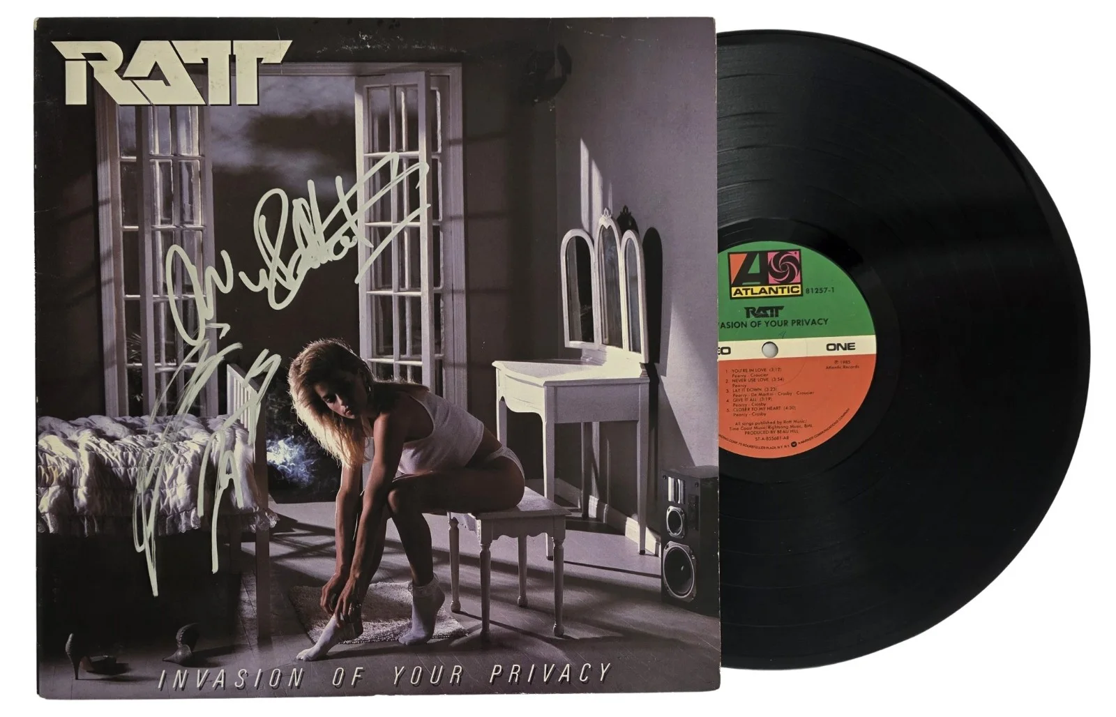 Stephen Pearcy Warren DeMartini Signed Ratt Invasion of Your Privacy Album Proof, изображение 2