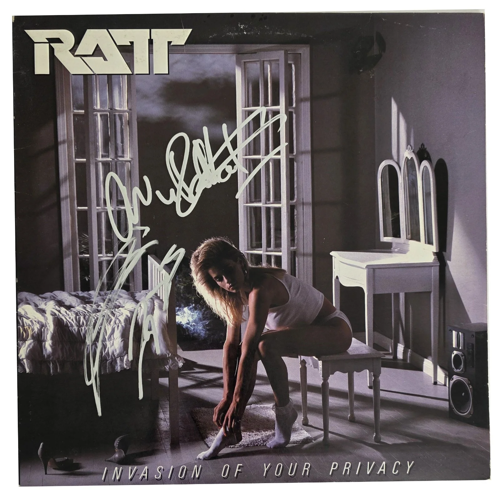 Stephen Pearcy Warren DeMartini Signed Ratt Invasion of Your Privacy Album Proof, изображение 3