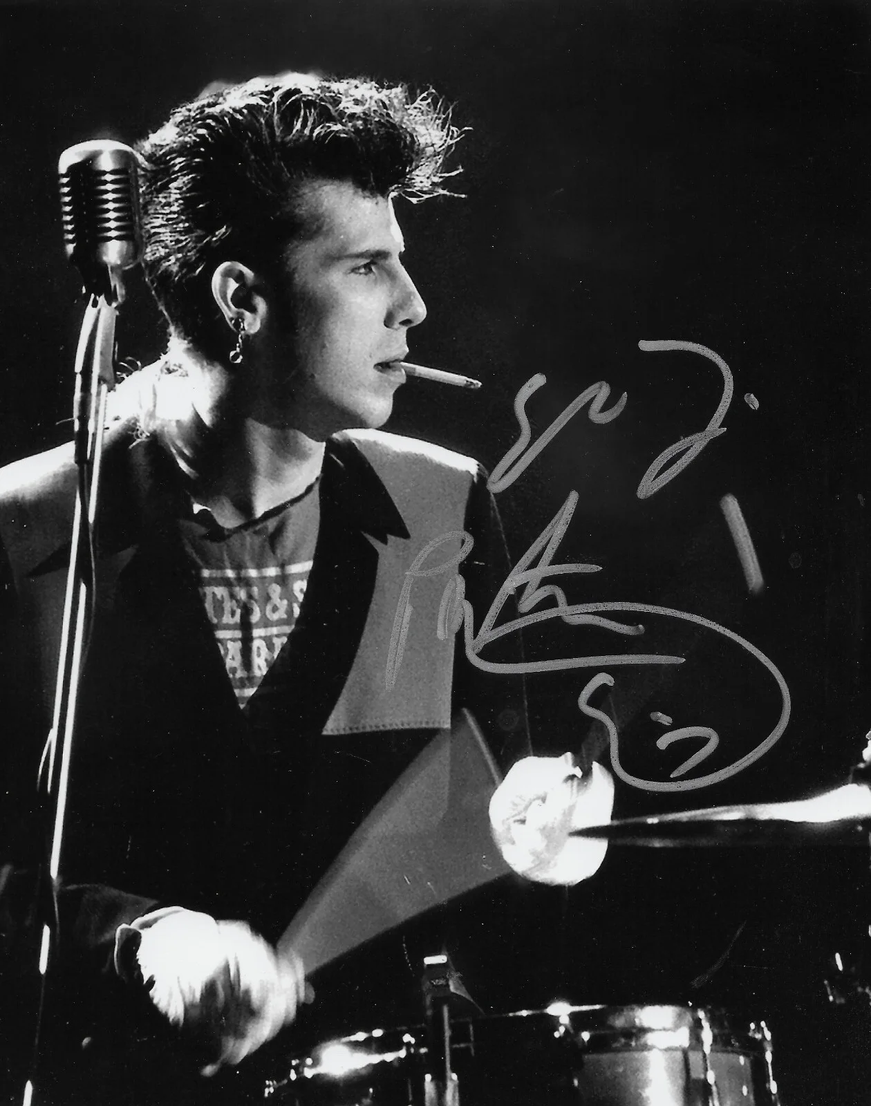 Slim Jim Phantom Stray Cats Drummer signed 8x10 photo proof COA autographed., изображение 2