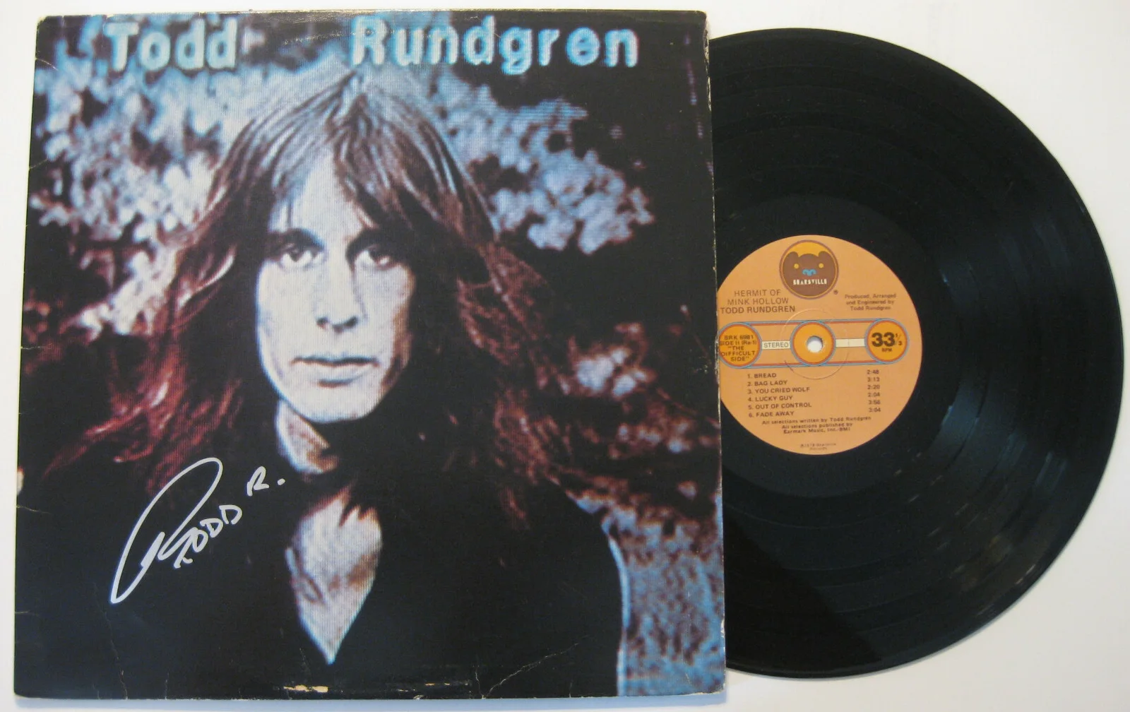 Todd Rundgren signed Hermit of Mink Hollow album vinyl record proof Beckett COA, изображение 2
