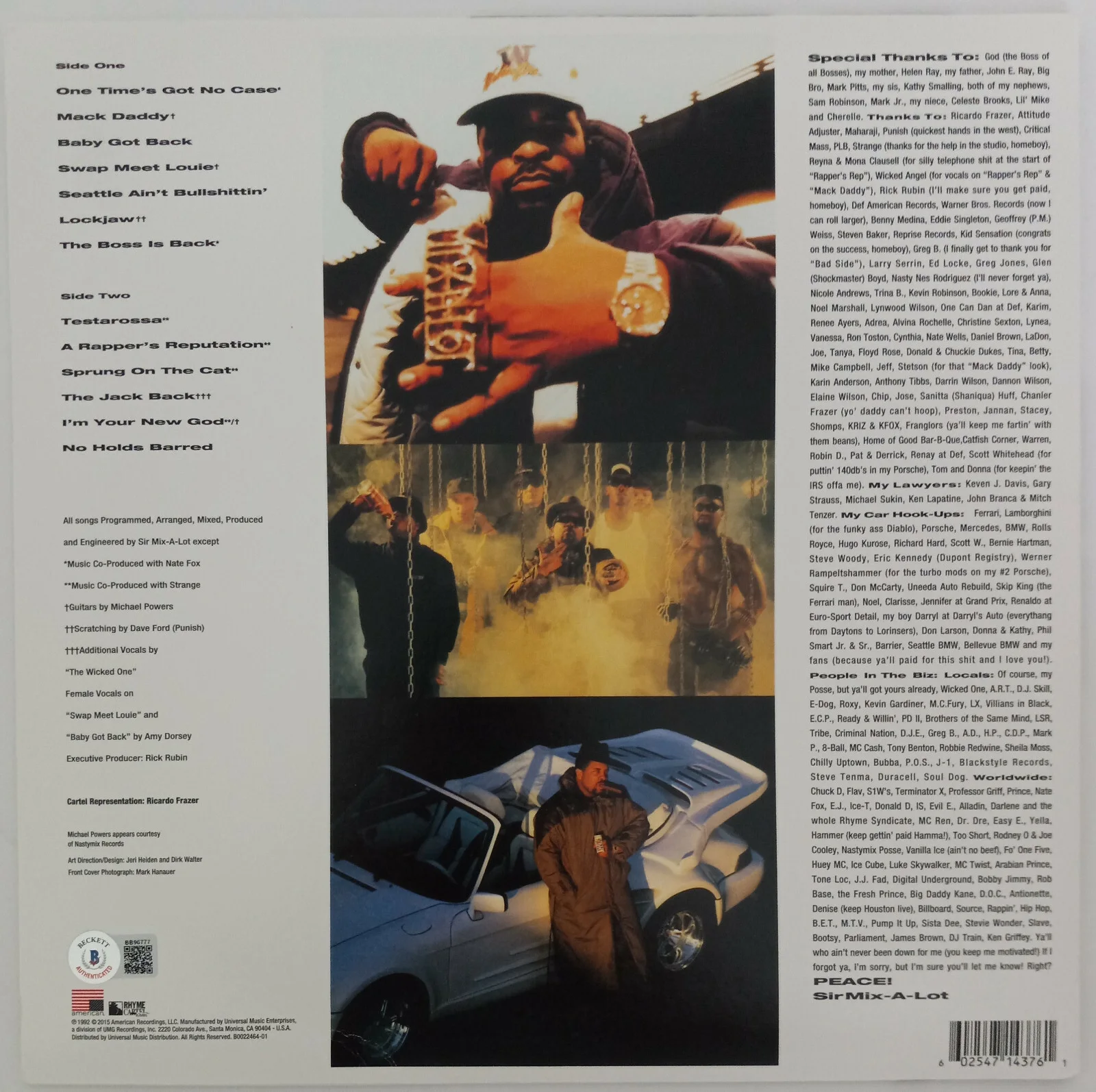 Sir Mix A Lot signed Mack Daddy album vinyl record Baby Got Back proof Beckett, image 4