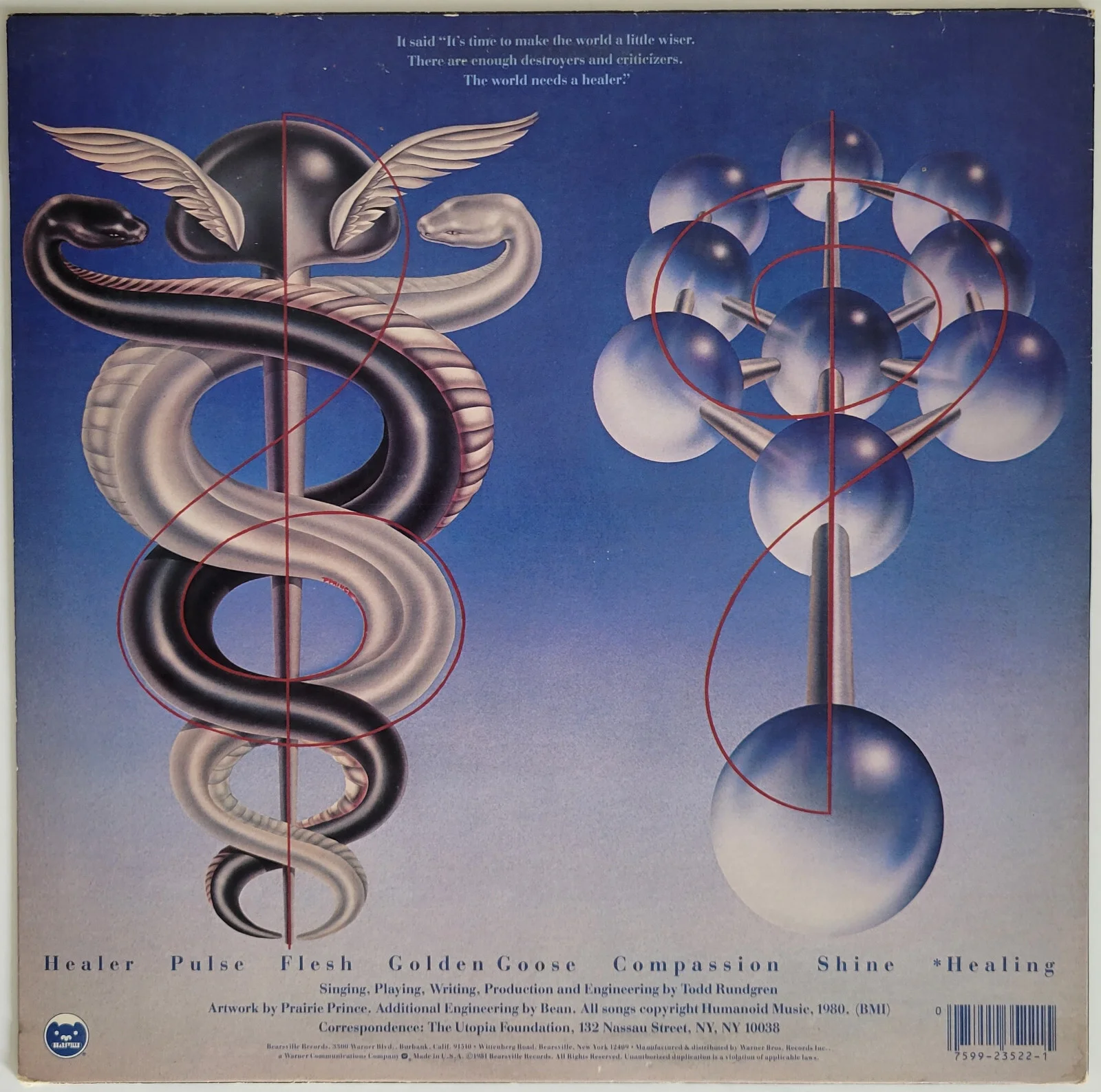 Todd Rundgren signed Healing album, vinyl record COA exact proof autographed, изображение 4
