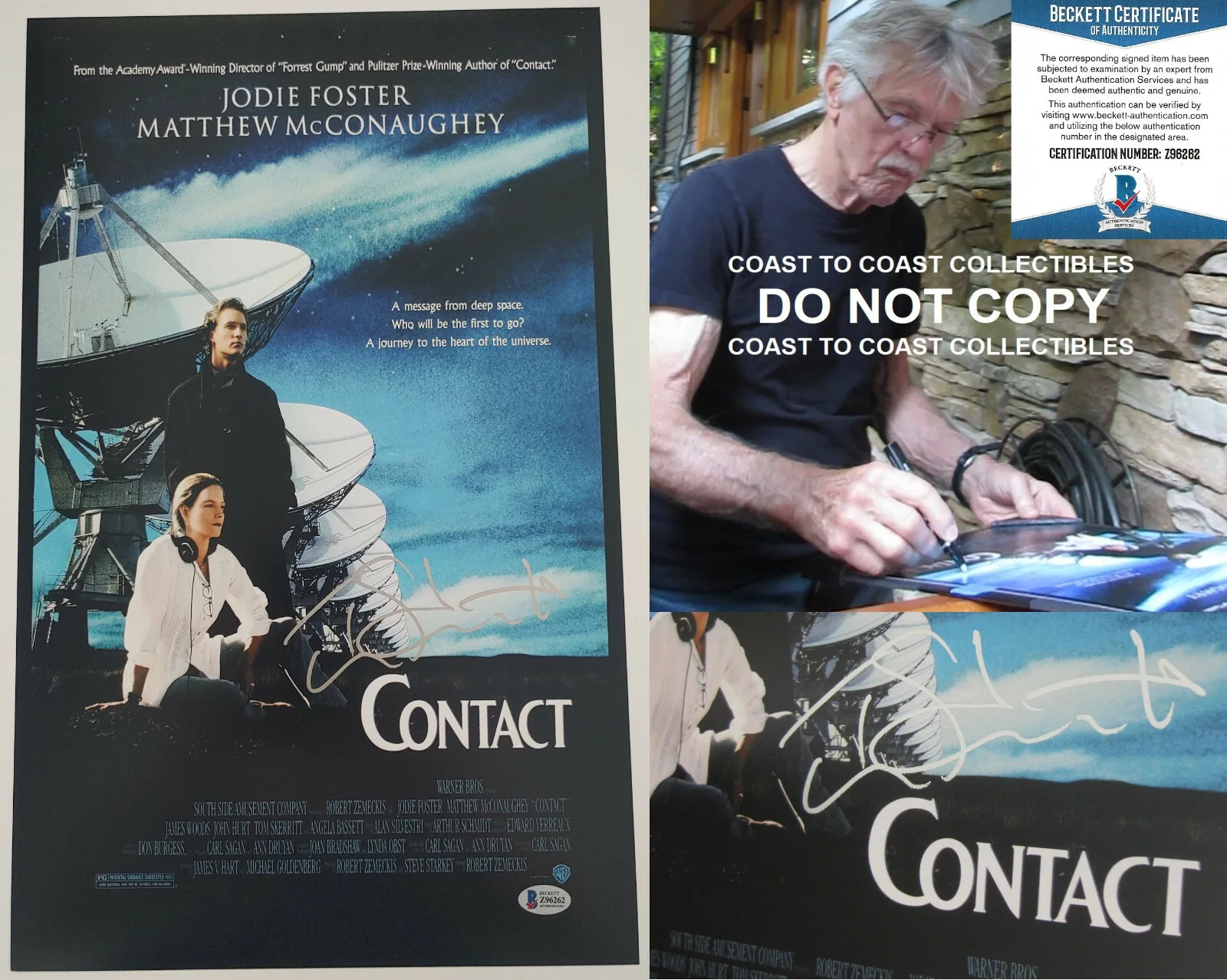 Tom Skerritt — Tom Skerritt signed Contact 12x18 photo poster COA autographed proof Beckett BAS