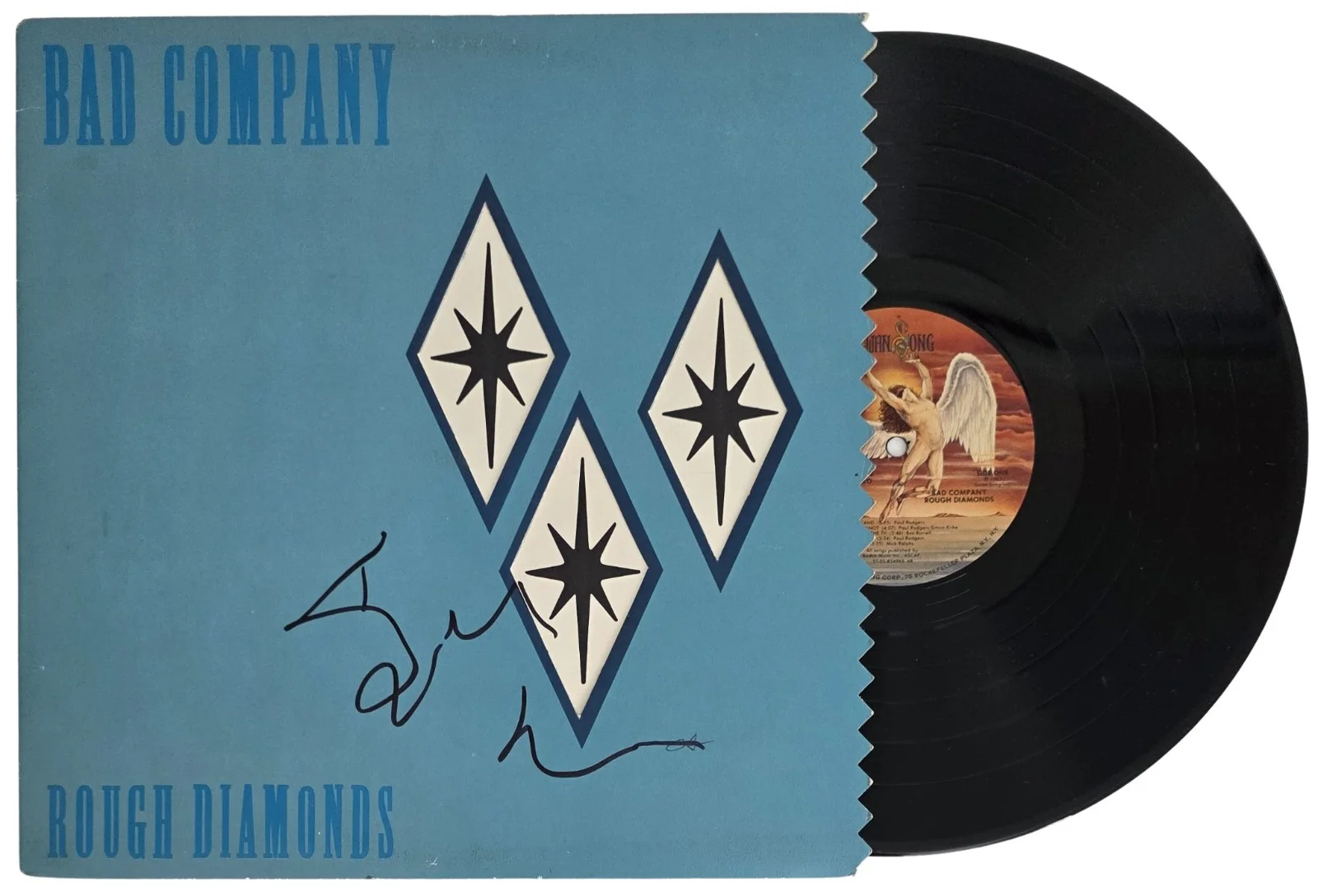 Simon Kirke Signed Bad Company Rough Diamonds Album COA Proof Autographed Vinyl, image 2