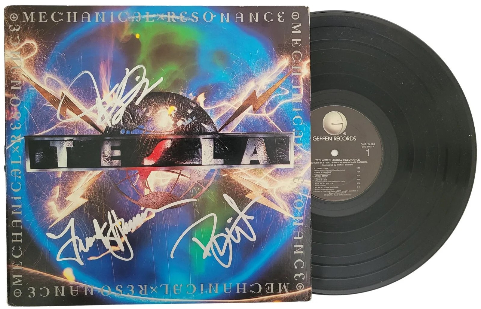 Tesla,Keith,Hannon,Wheat signed Mechanical Resonance album proof COA autograph, изображение 2