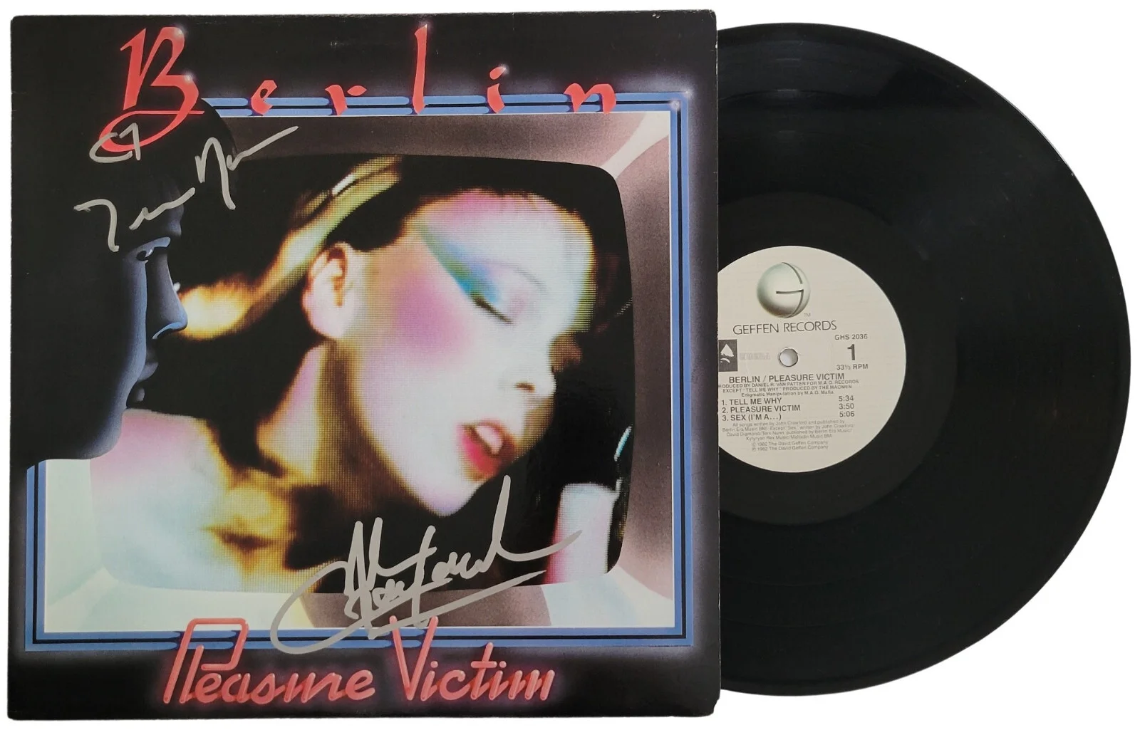 Terri Nunn signed Berlin Pleasure Victim Album Vinyl Record COA Proof Autograph, image 2