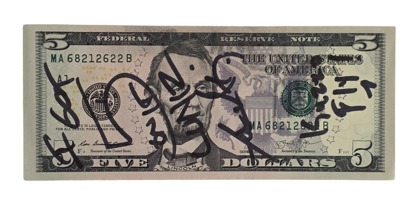 The LUNIZ Yuckmouth “I GOT 5 ON IT” Signed 5 Dollar Bill COA Proof Autographed, изображение 2