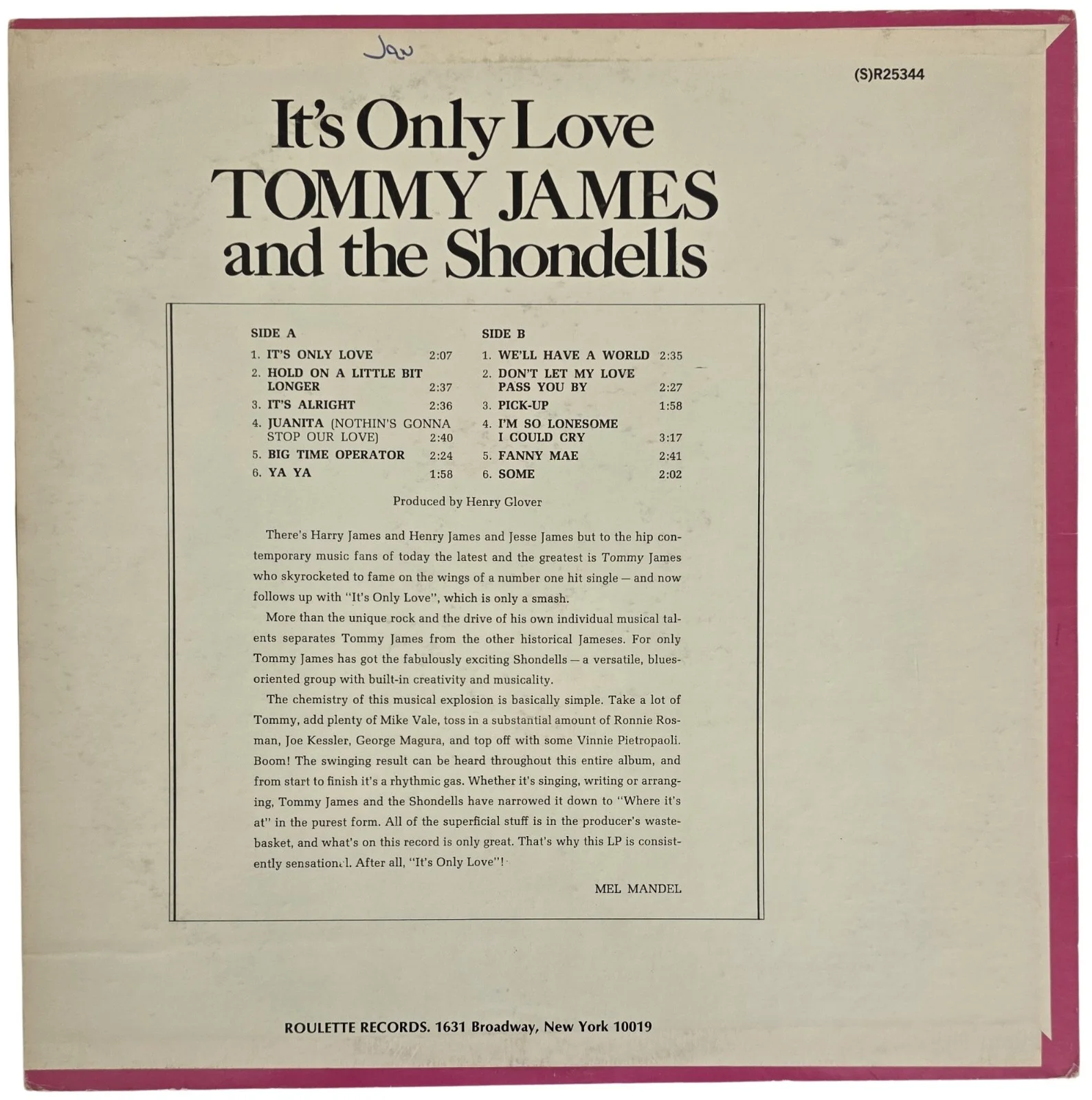 Tommy James Signed It's Only Love Album COA Exact Proof Autographed Vinyl Record, image 5