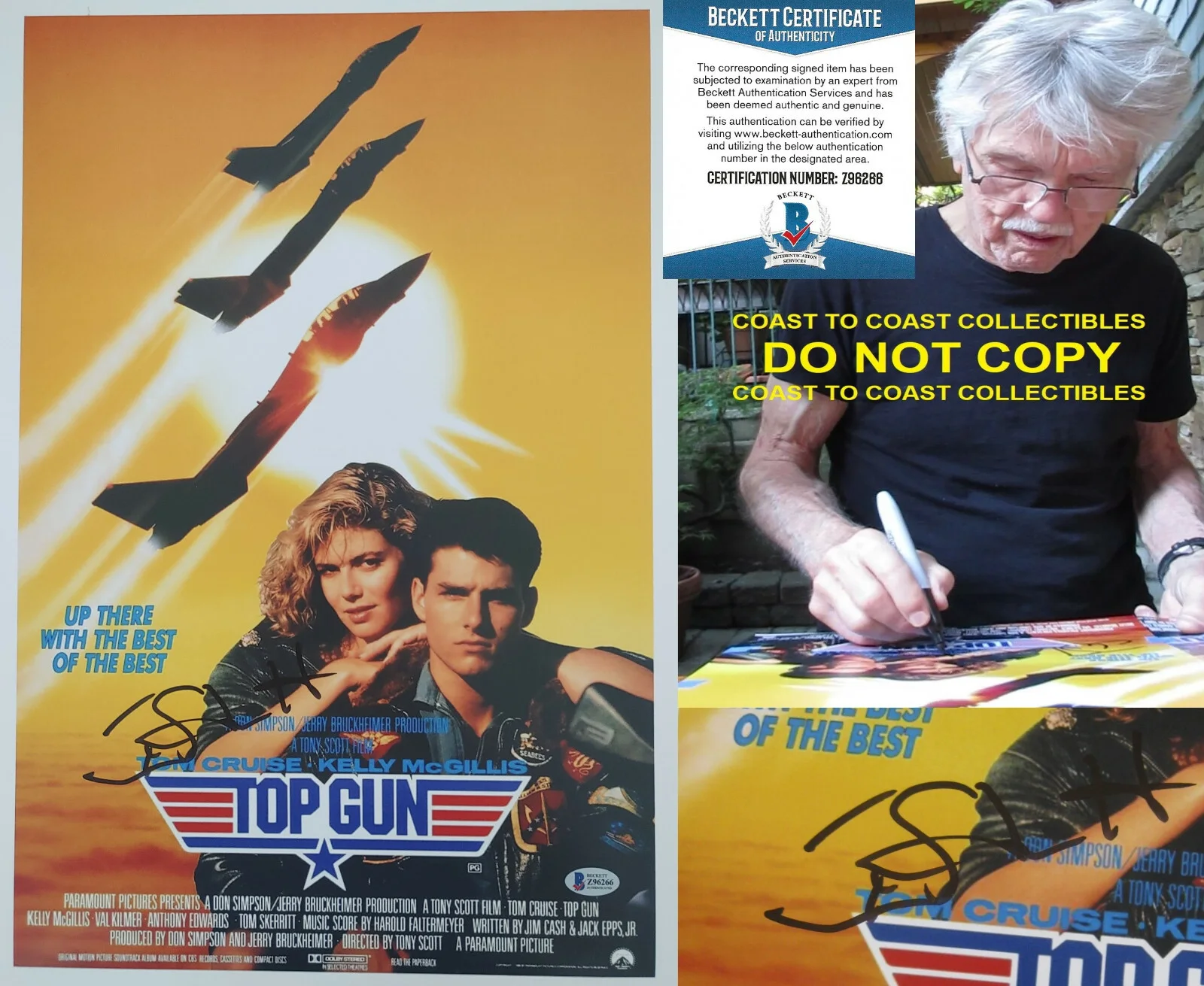 Tom Skerritt — Tom Skerritt signed autographed Tom Gun 12x18 photo poster Viper Proof Beckett