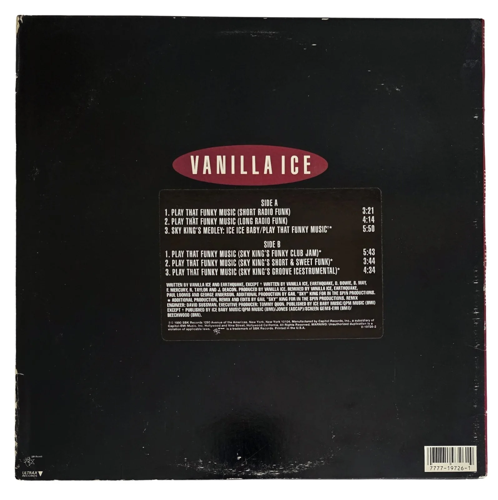 Vanilla Ice Signed Play That Funky Music Album COA Proof Autograph Vinyl Record, image 4