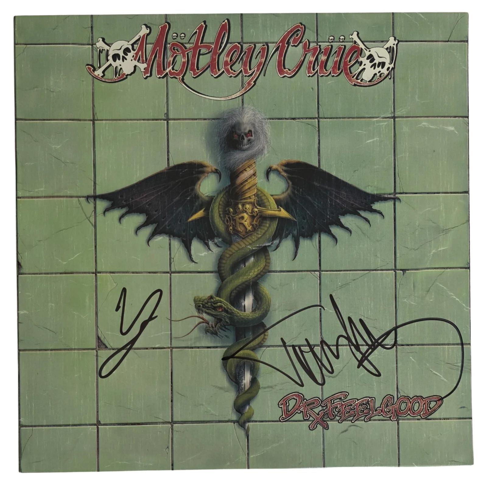 Vince Neil Tommy Lee Signed Motley Crue Dr Feelgood Album Proof Autograph Vinyl, изображение 3