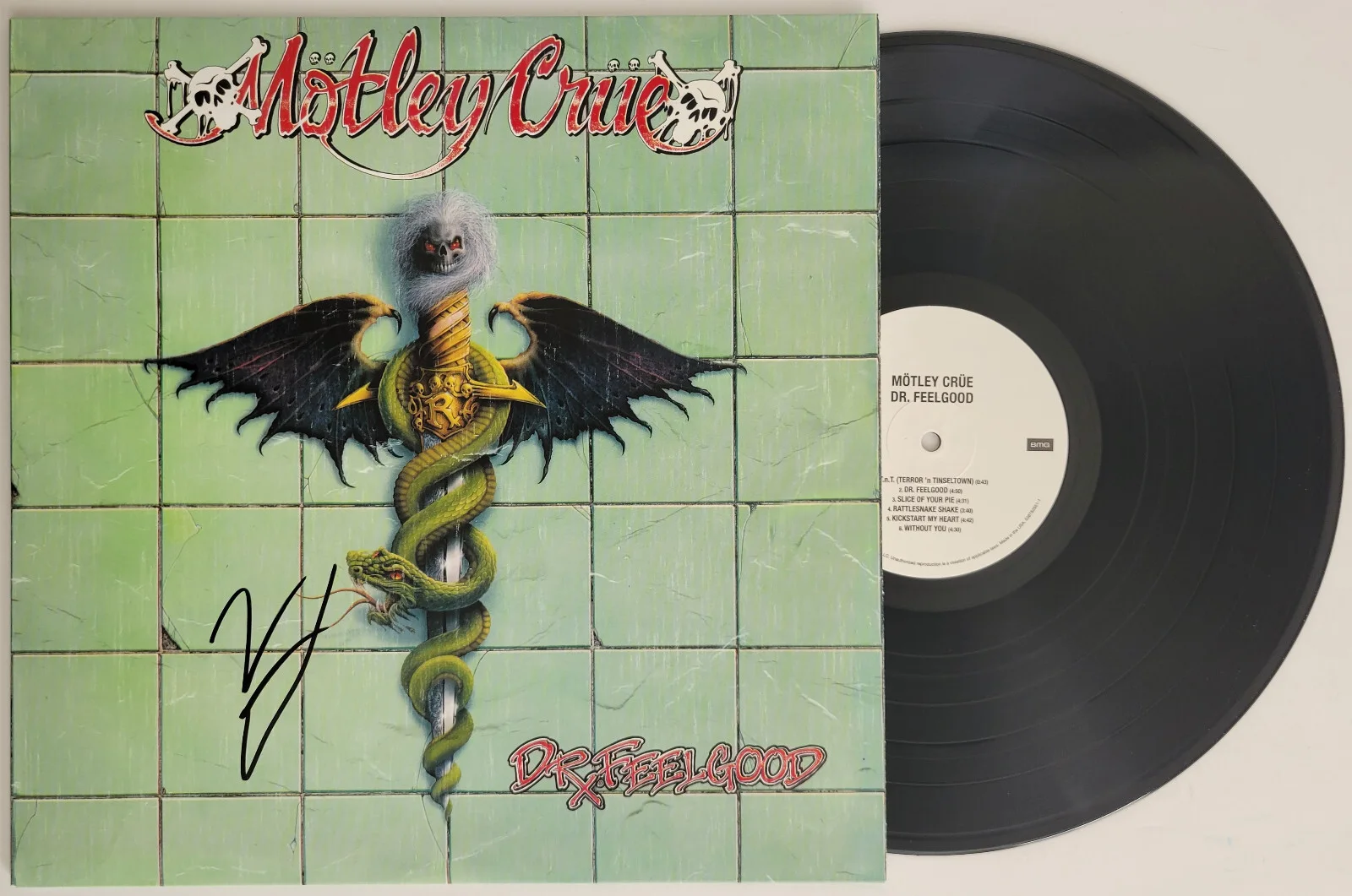 Vince Neil signed Motley Crue Dr Feelgood album vinyl record COA exact proof, изображение 2