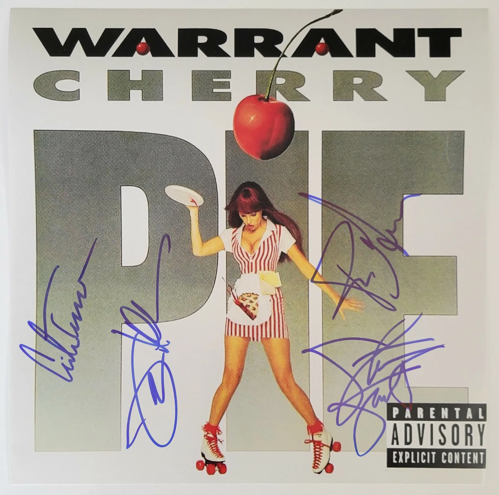 Warrant signed Sweet Cherry Pie album 12x12 photo COA exact proof autographed, изображение 2
