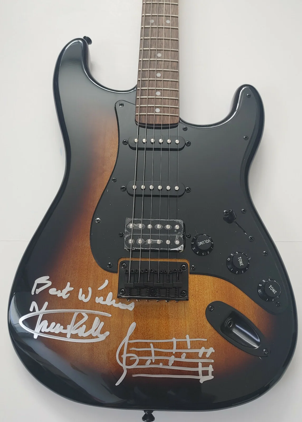 Trevor Rabin Yes autographed Fender Squier guitar exact Proof Beckett COA, image 3