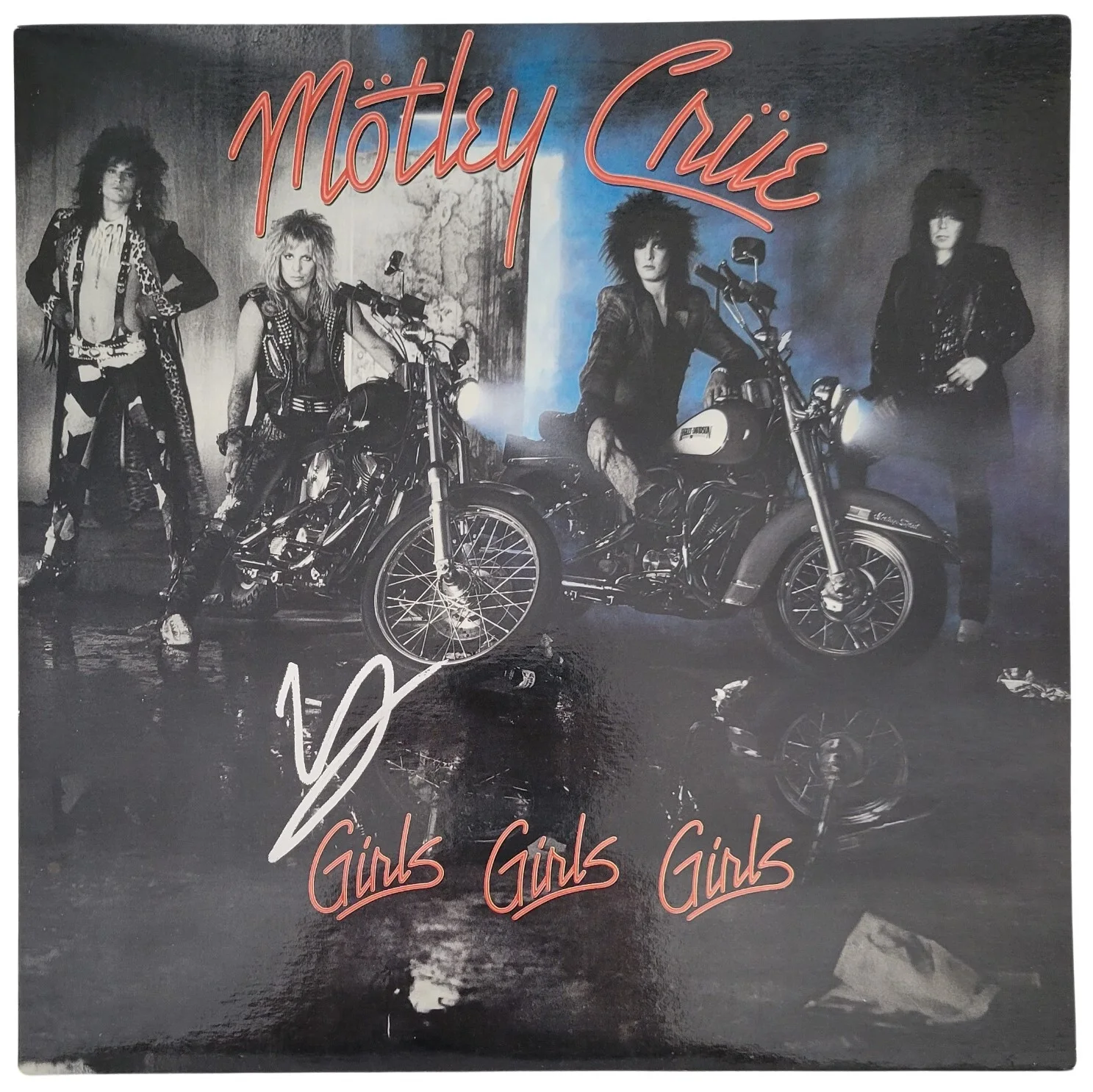 Vince Neil signed Motley Crue Girls Girls Girls album vinyl record COA proof, изображение 3
