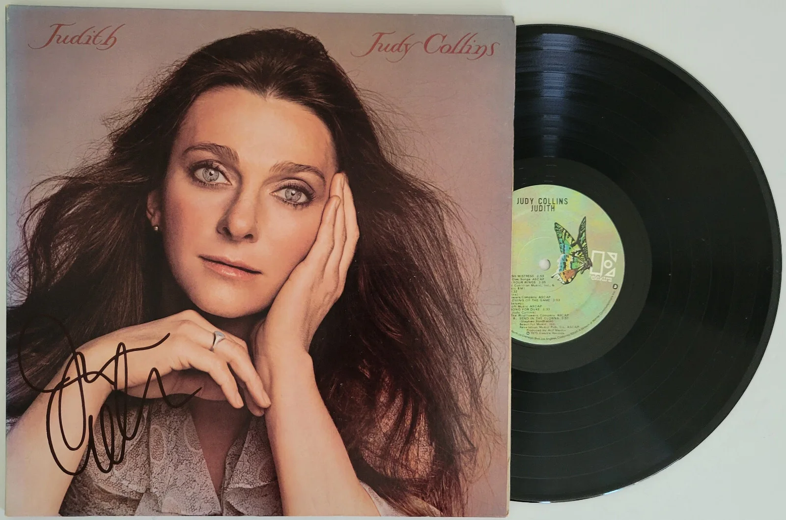 Judy Collins signed Judith album vinyl record COA exact proof autographed, изображение 2