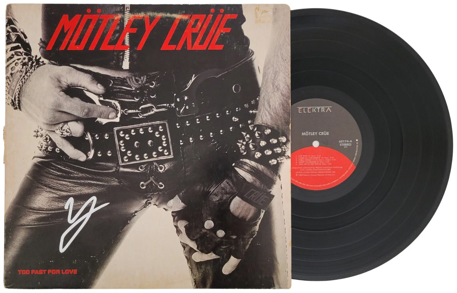 Vince Neil signed Motley Crue Too Fast For Love album vinyl record COA proof, изображение 2