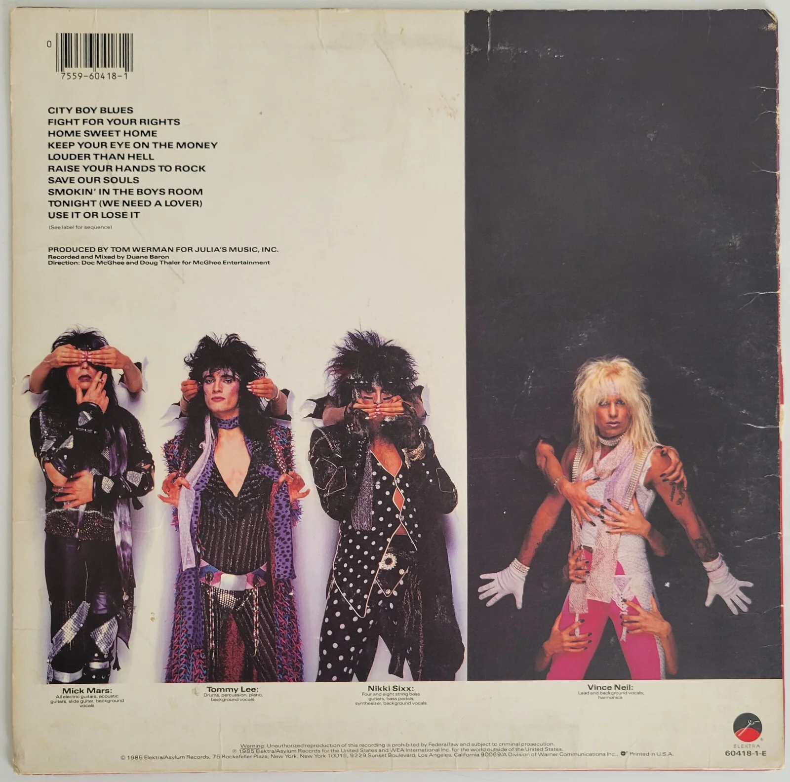 Vince Neil signed Motley Crue Theatre of Pain album vinyl record COA exact proof, изображение 4