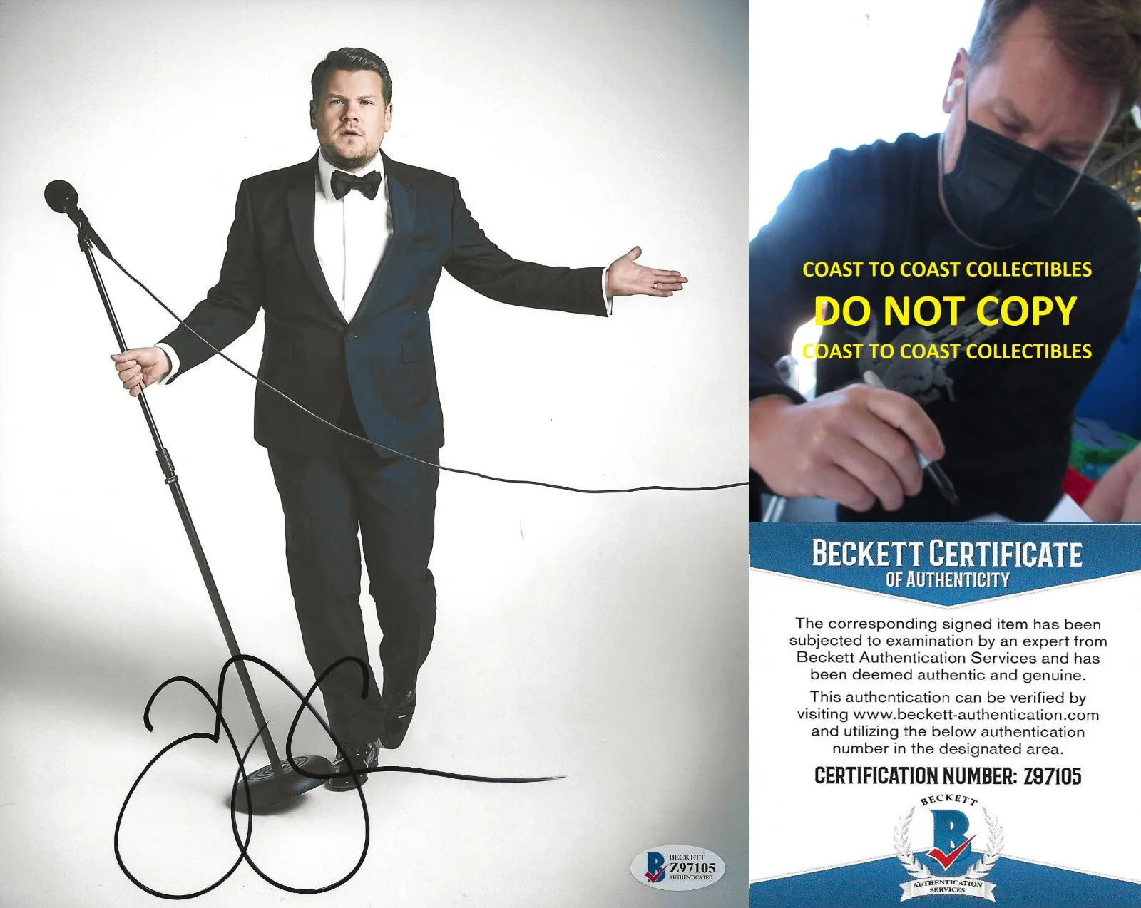 James Corden — James Corden Late Late Show comedian signed 8x10 photo Beckett COA proof auto