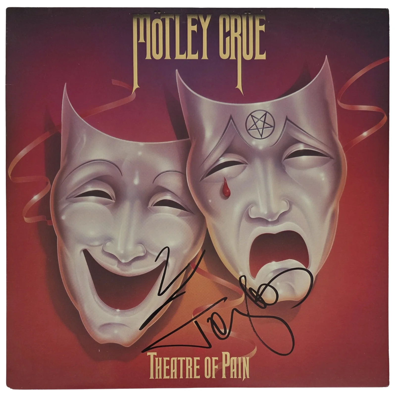 Vince Neil Tommy Lee Signed Motley Crue Theatre of Pain Album COA Proof Vinyl, изображение 3