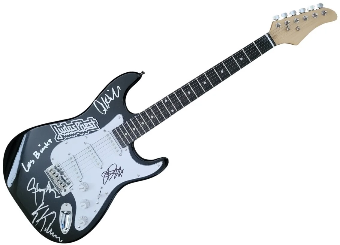 Judas Priest Band Signed Full Size Electric Guitar COA Exact Proof Autographed, изображение 3