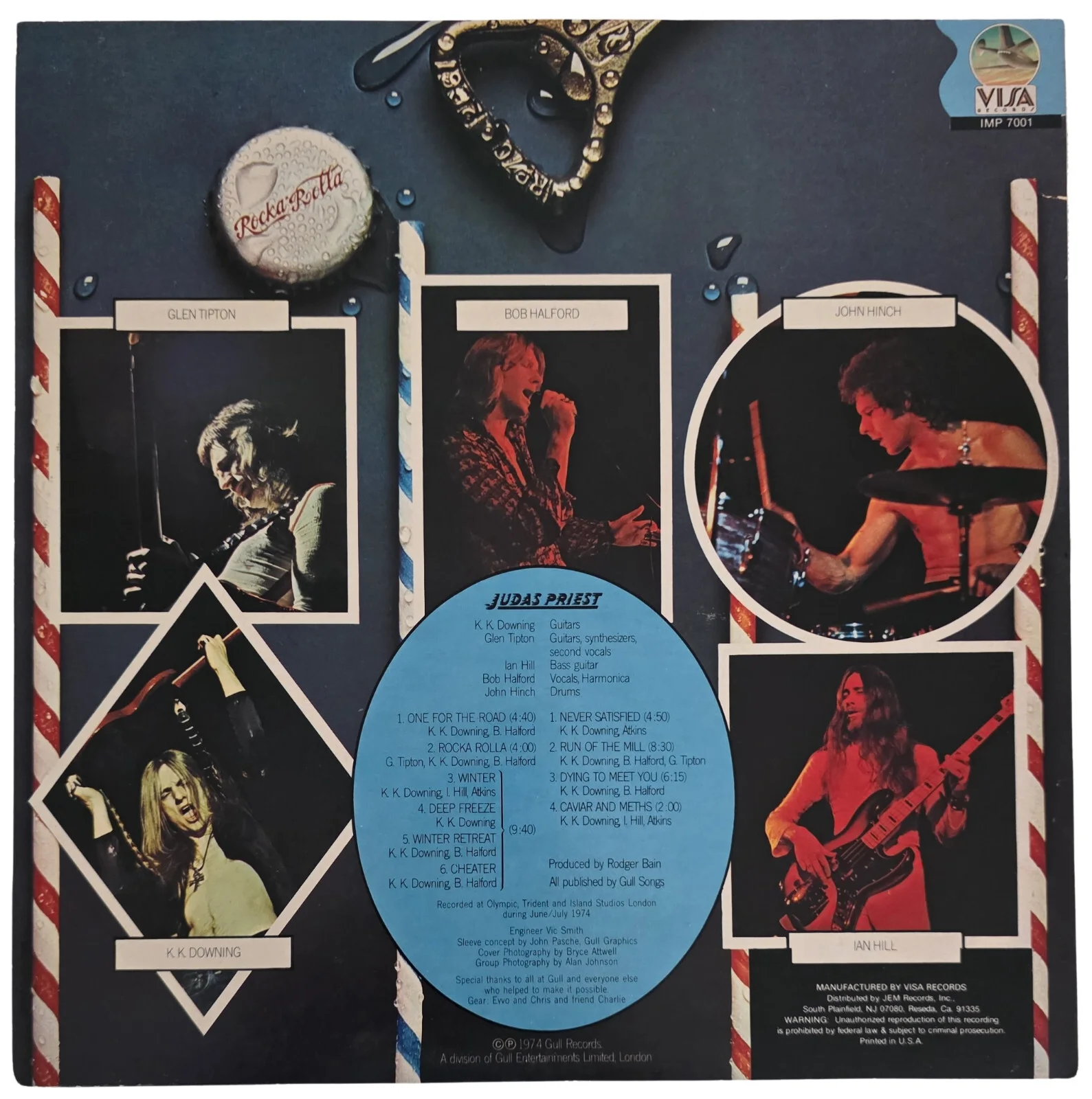 Judas Priest Signed Rocka Rolla Album Vinyl Proof Halford Tipton Hill Downing, изображение 4