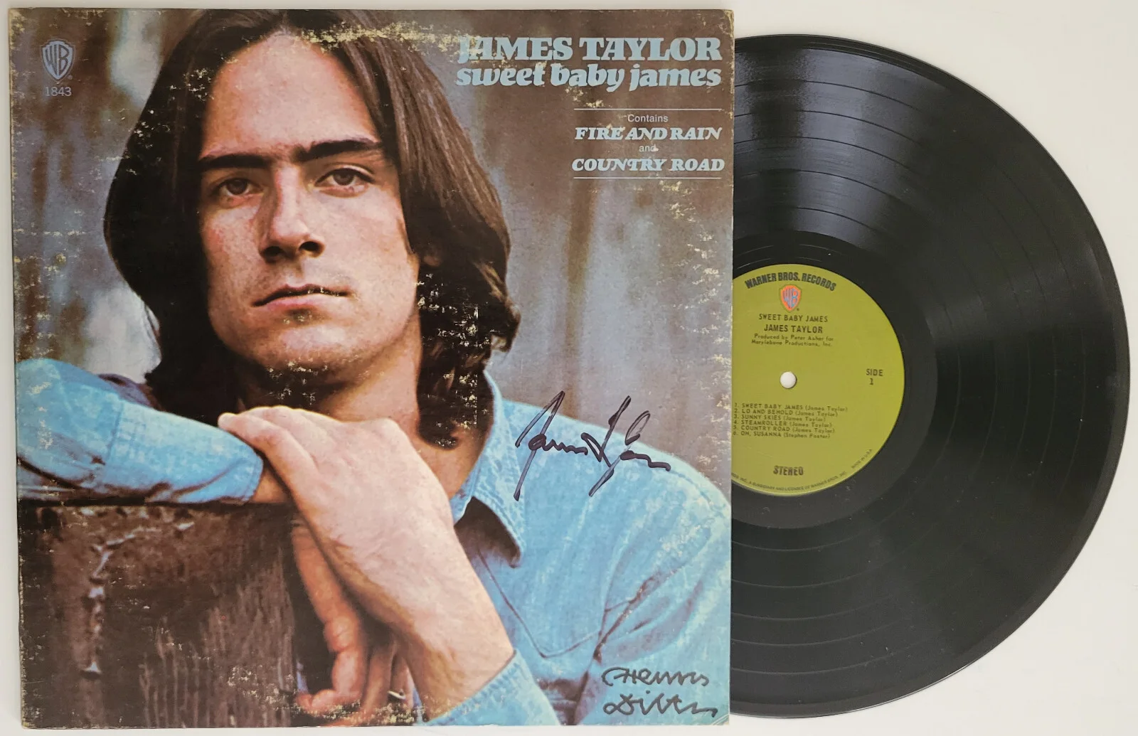 James Taylor Henry Diltz signed Sweet Baby James album vinyl record COA proof, изображение 2