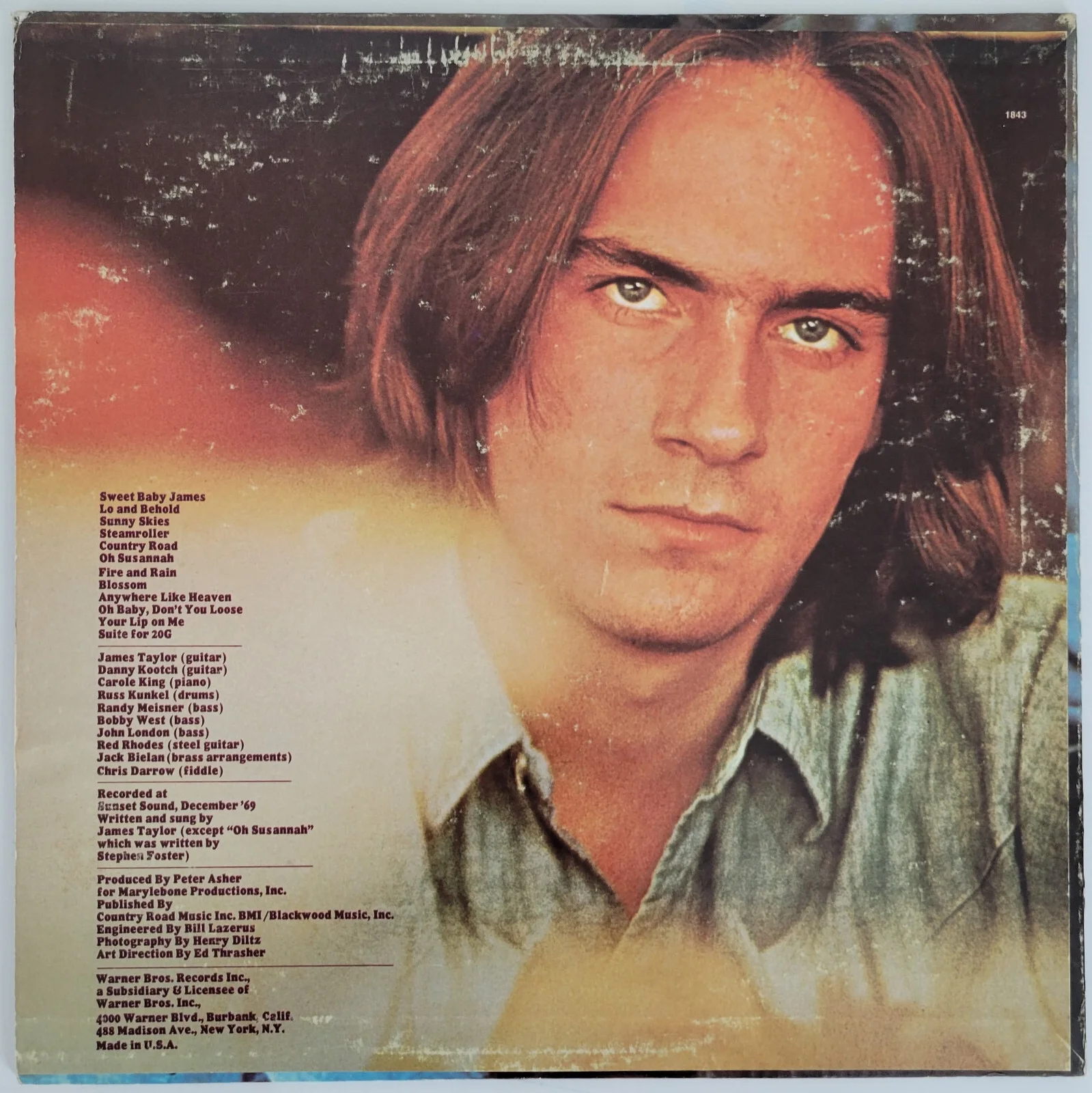 James Taylor Henry Diltz signed Sweet Baby James album vinyl record COA proof, изображение 5
