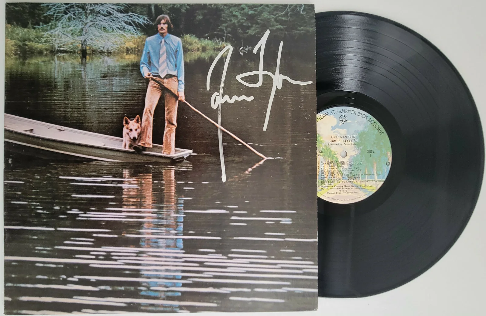 James Taylor signed One Man Dog album vinyl COA exact proof autographed, изображение 2