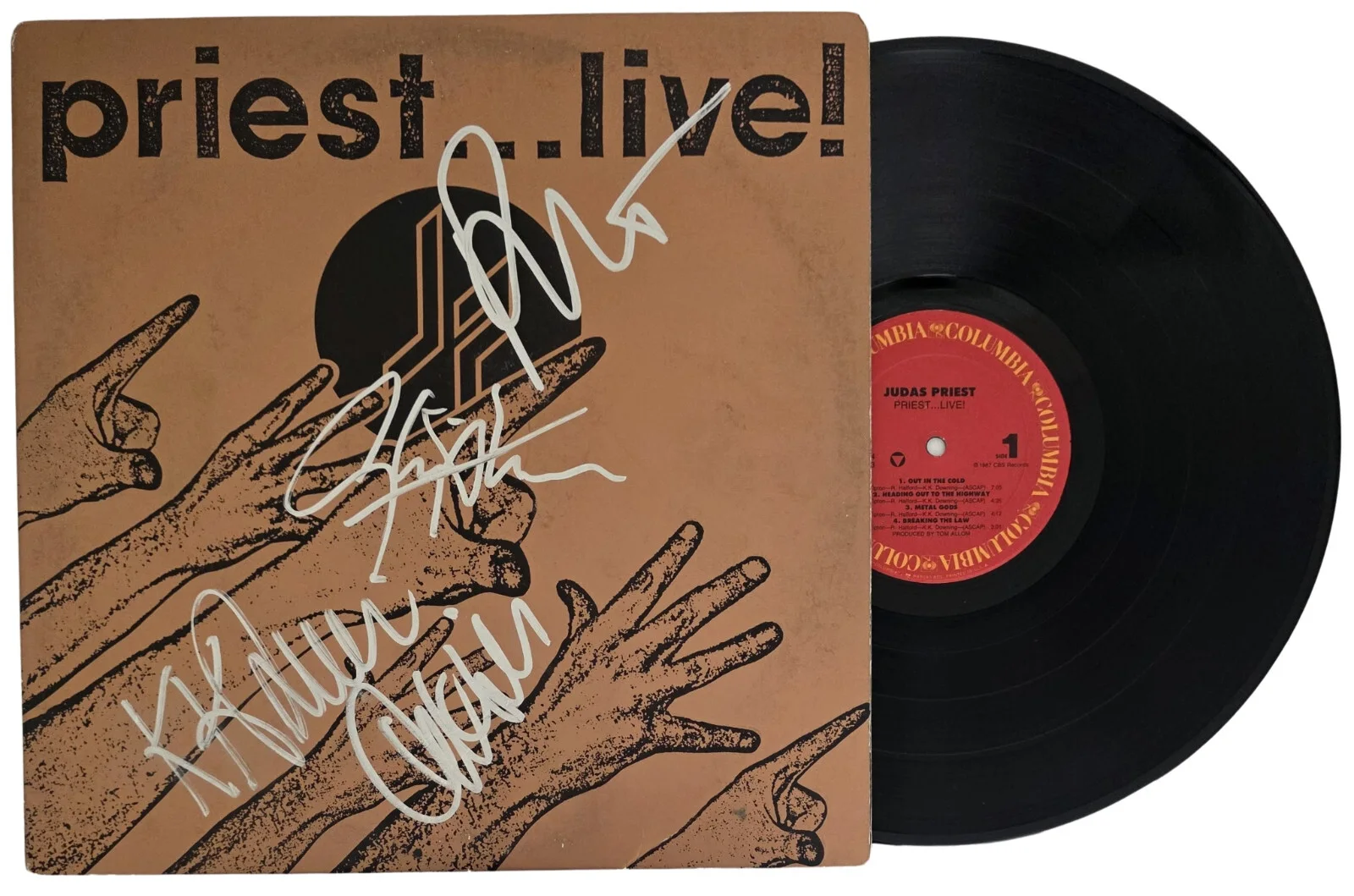 Judas Priest Band Signed Live Album Vinyl Proof Halford Tipton Hill Downing, изображение 2