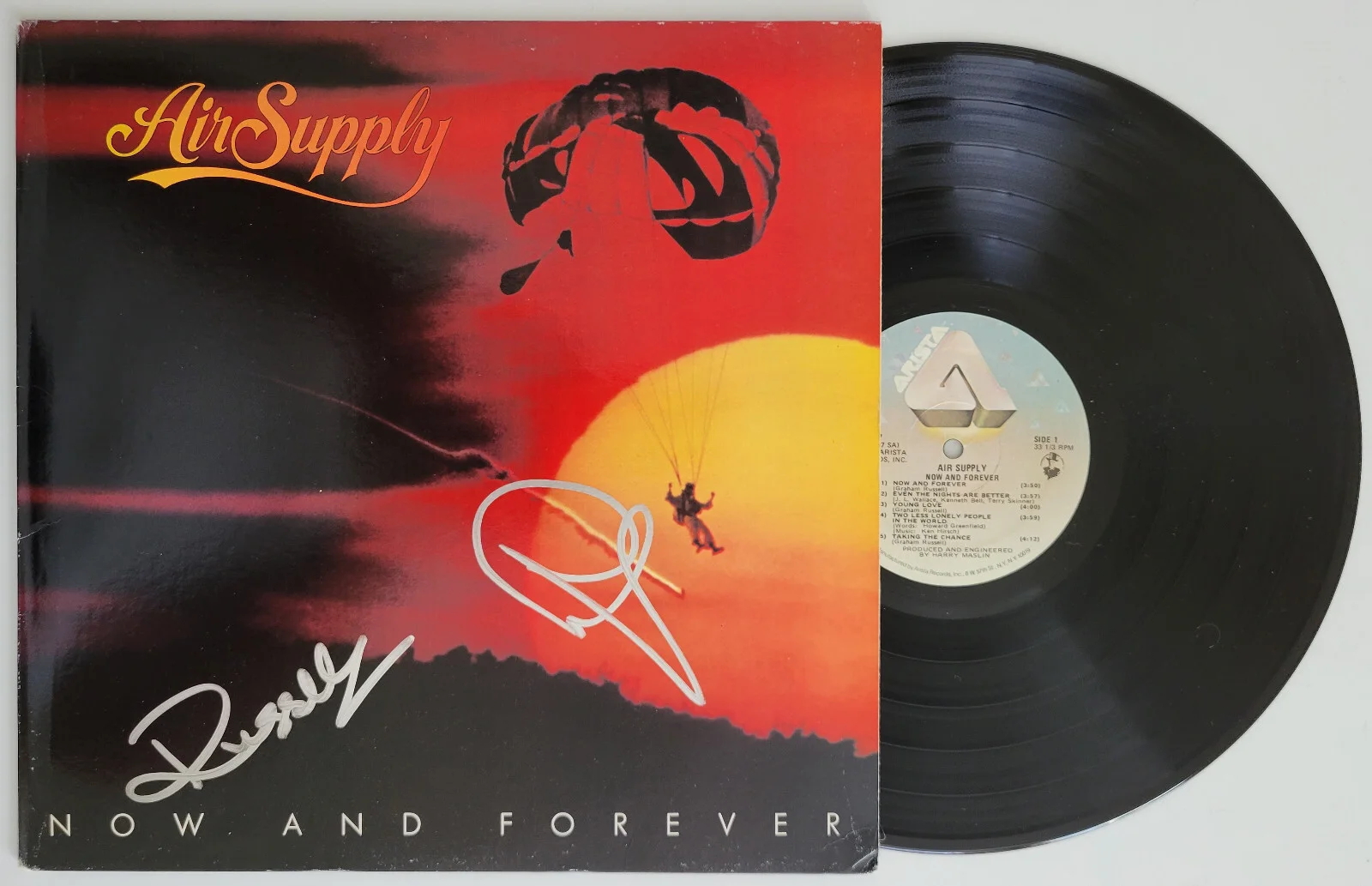Russell Hitchcock Graham Russell signed Air Supply Now and Forever album proof, изображение 2