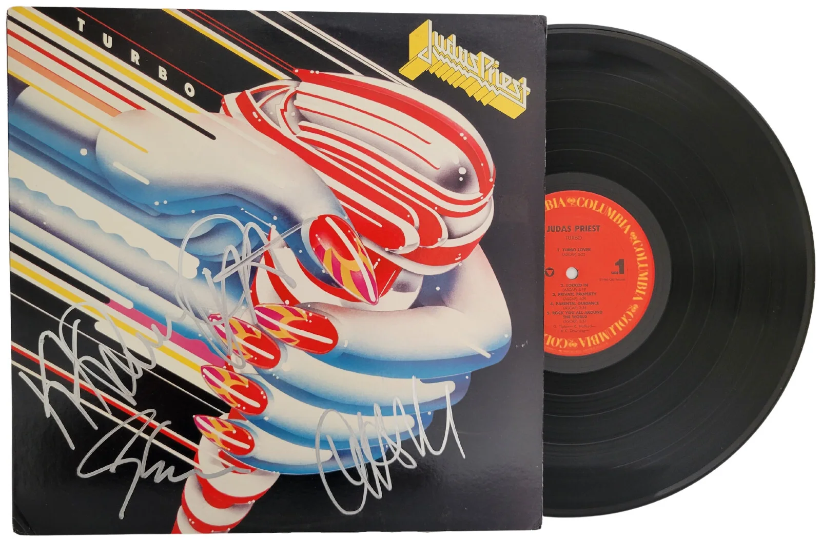 Judas Priest Signed Turbo Album COA Proof Vinyl Rob Halford Tipton Downing Hill, image 2