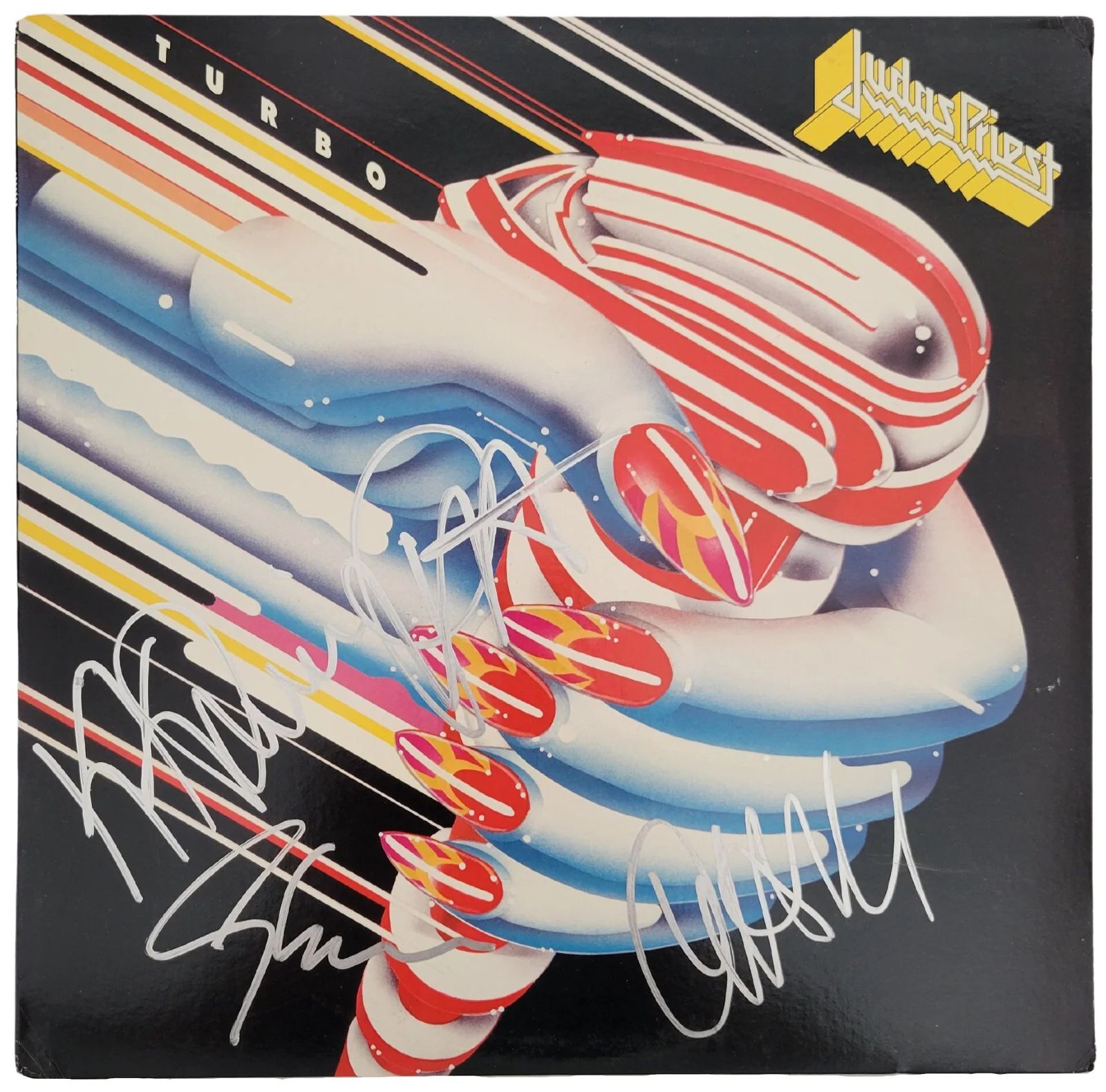 Judas Priest Signed Turbo Album COA Proof Vinyl Rob Halford Tipton Downing Hill, image 3