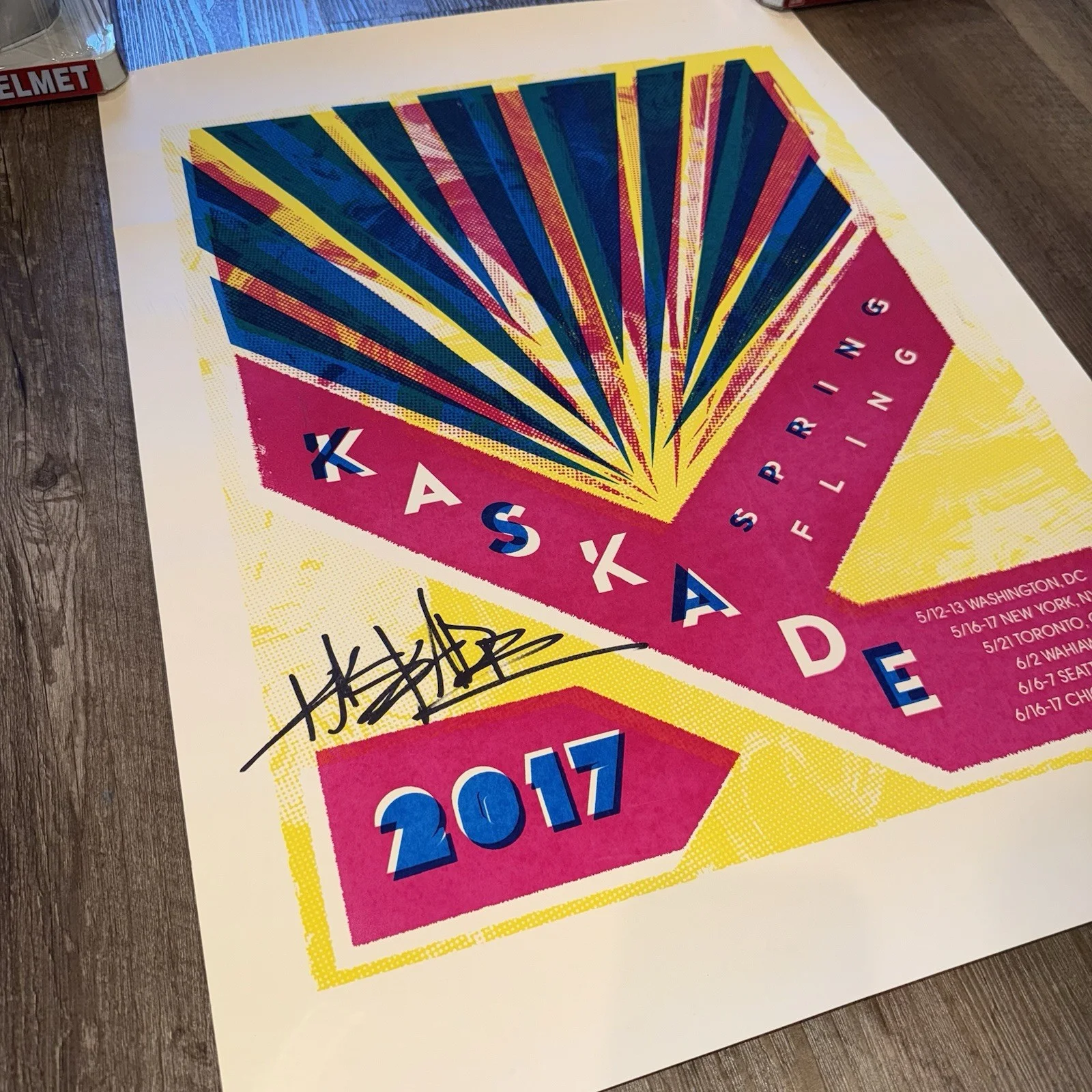 Kaskade 2017 Autographed 18x24 Spring Fling Tour DJ Signed Ryan Raddon JSA, image 2