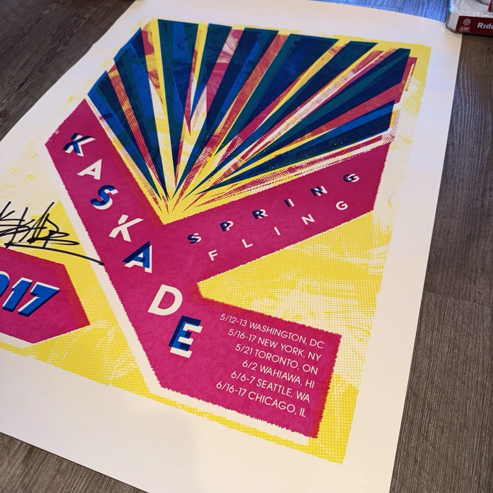 Kaskade 2017 Autographed 18x24 Spring Fling Tour DJ Signed Ryan Raddon JSA, image 3