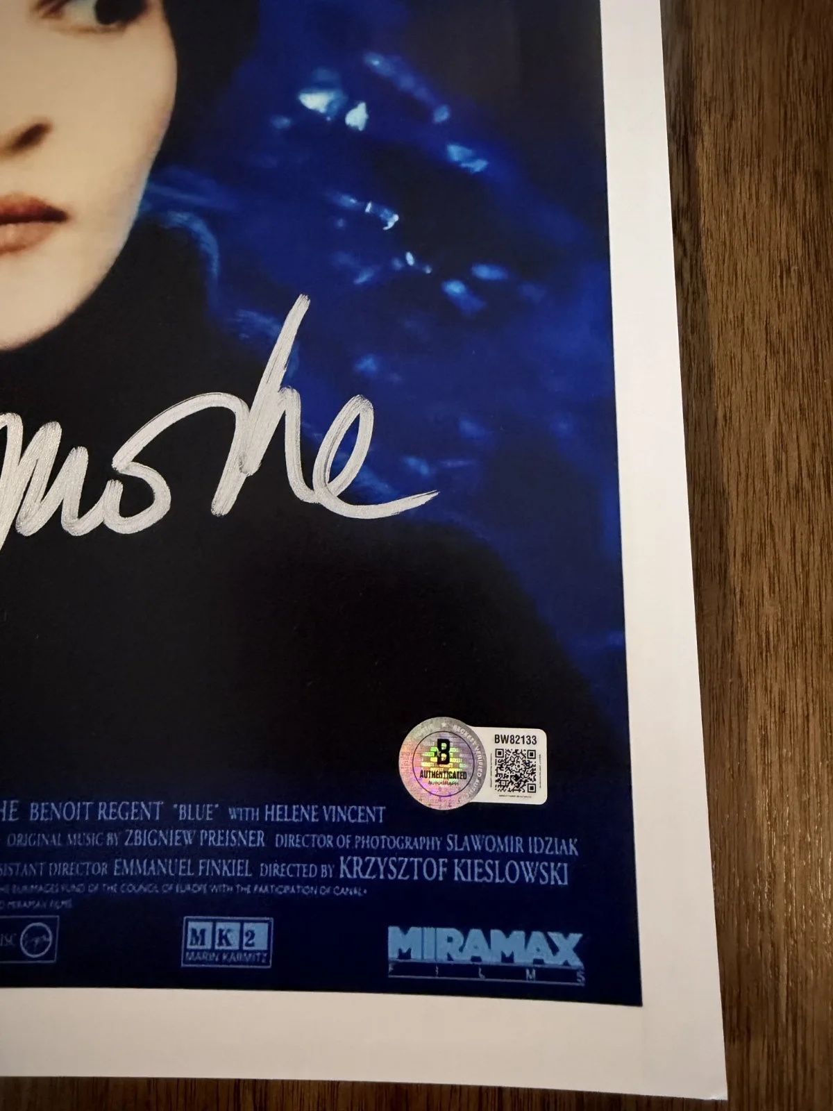 Juliette Binoche ‘Three Colors: Blue' Signed 12x18 Photo 'Julie' Beckett, image 2