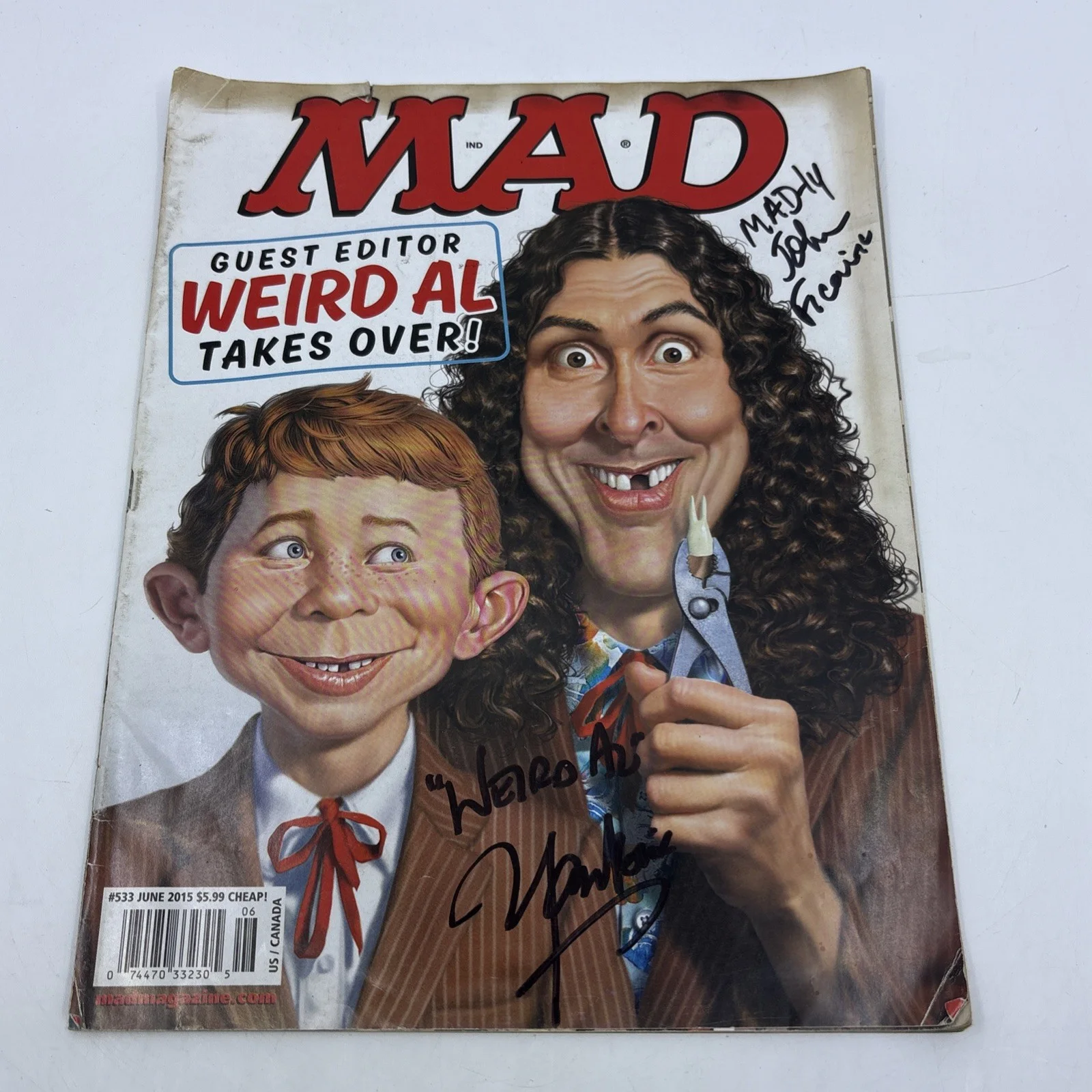 Weird Al Yankovic — Weird Al Yankovic & John Ficarra Signed Mad Magazine Autographed Comic 2015 #533