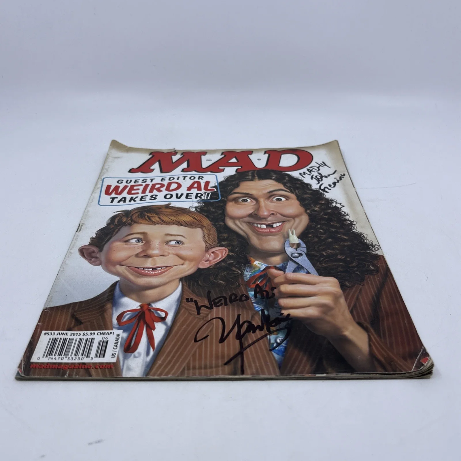 Weird Al Yankovic — Weird Al Yankovic & John Ficarra Signed Mad Magazine Autographed Comic 2015 #533, image 2