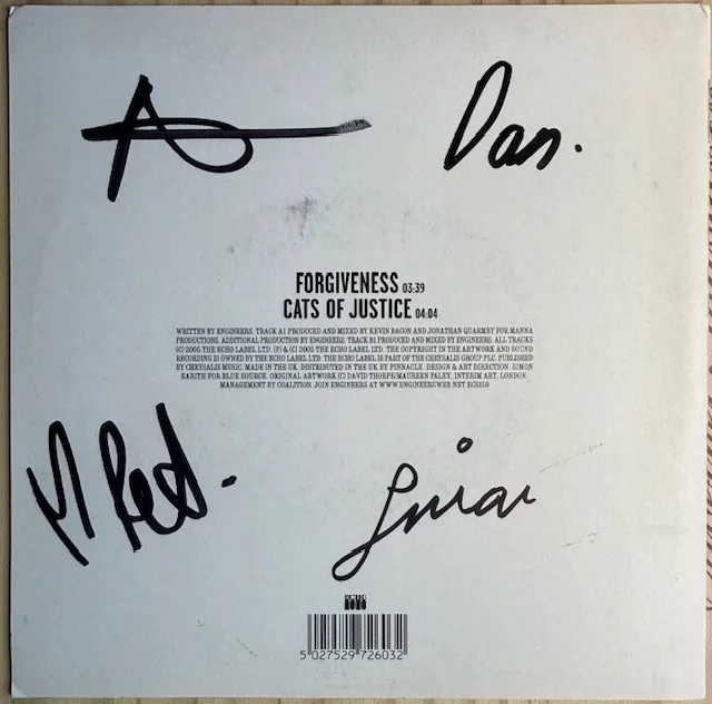 Engineers : fully signed Forgiveness autographed 7" vinyl ( Lp ), image 2