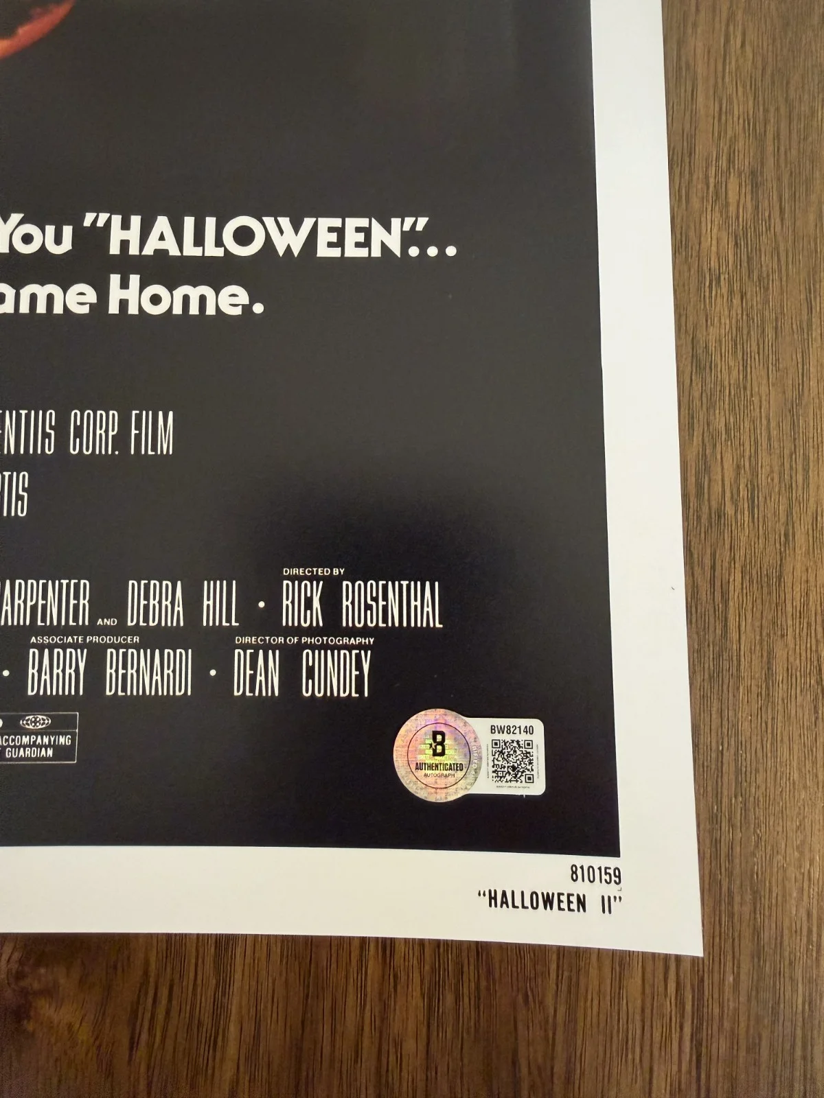 Dean Cundey Halloween II Legendary Cinematographer Signed 12x18 Photo Beckett 2, изображение 2