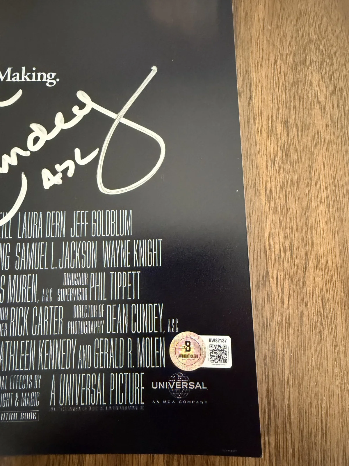 Dean Cundey ‘Jurassic Park' Legendary Cinematographer Signed 12x18 Photo Beckett, изображение 2