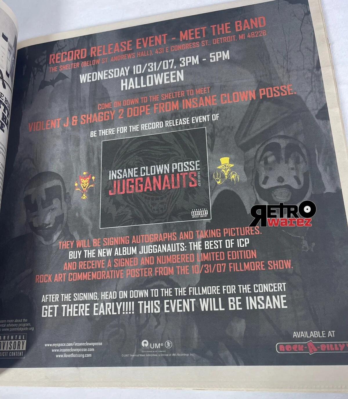Real Detroit Bizarre D12 Magazine Insane Clown Posse Juggernauts AD newspaper, image 2