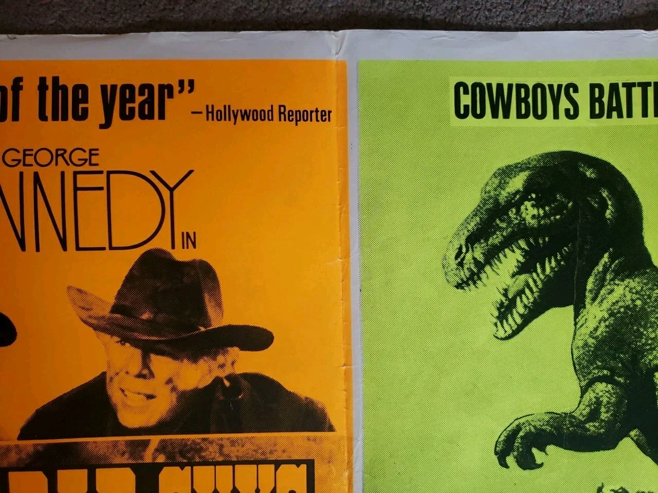VALLEY OF GWANGI- Original UK Double Bill 1970 QUAD Film POSTER RAY HARRYHAUSEN, изображение 5