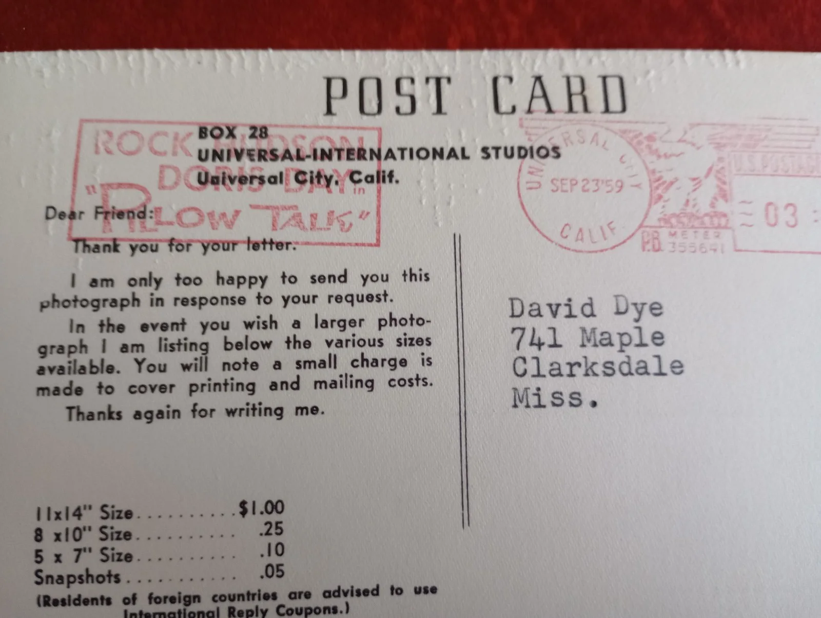 Rock Hudson vintage signed Hollywood postcard, RARE, изображение 2