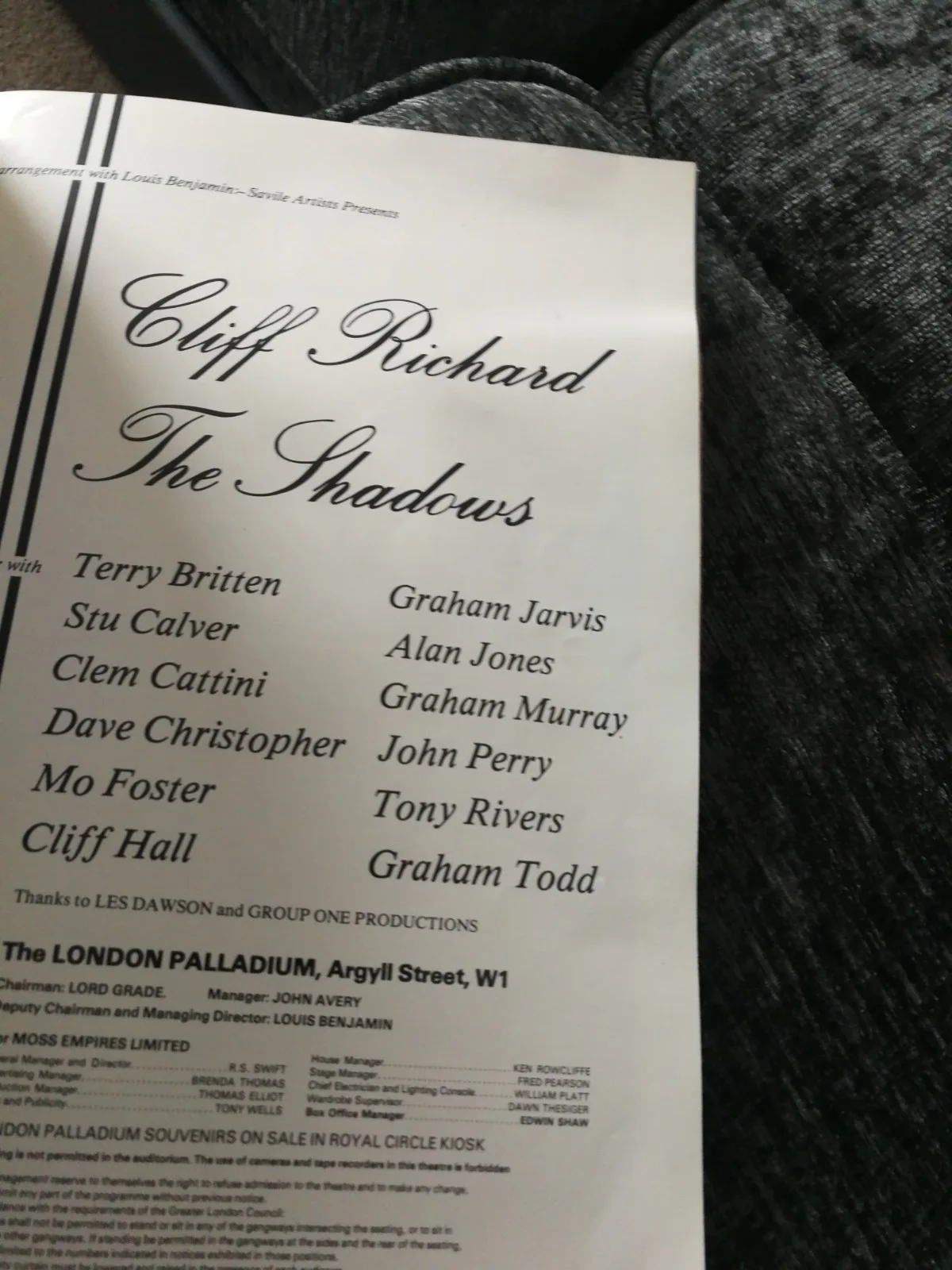 CLIFF RICHARD and THE SHADOWS 1978 London Palladium PROGRAMME, image 4